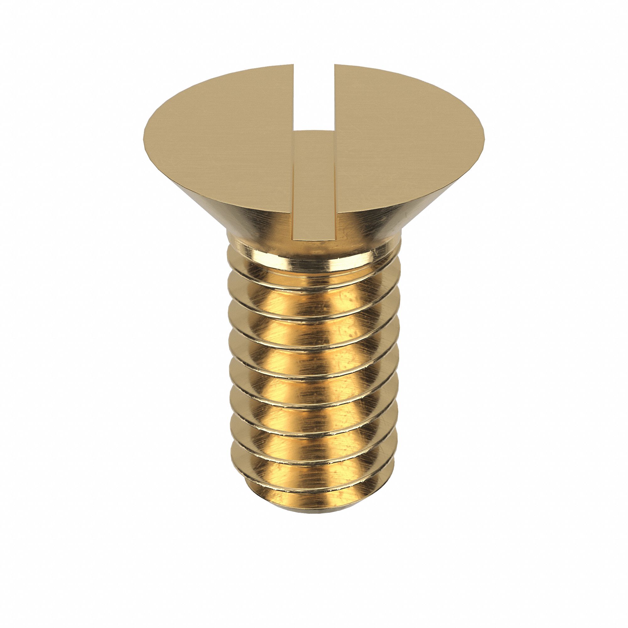 Machine Screw: #12-24 Thread Size, 1/2 in Lg, Brass, Plain, Flat, Slotted, Machine Screw, 50 PK