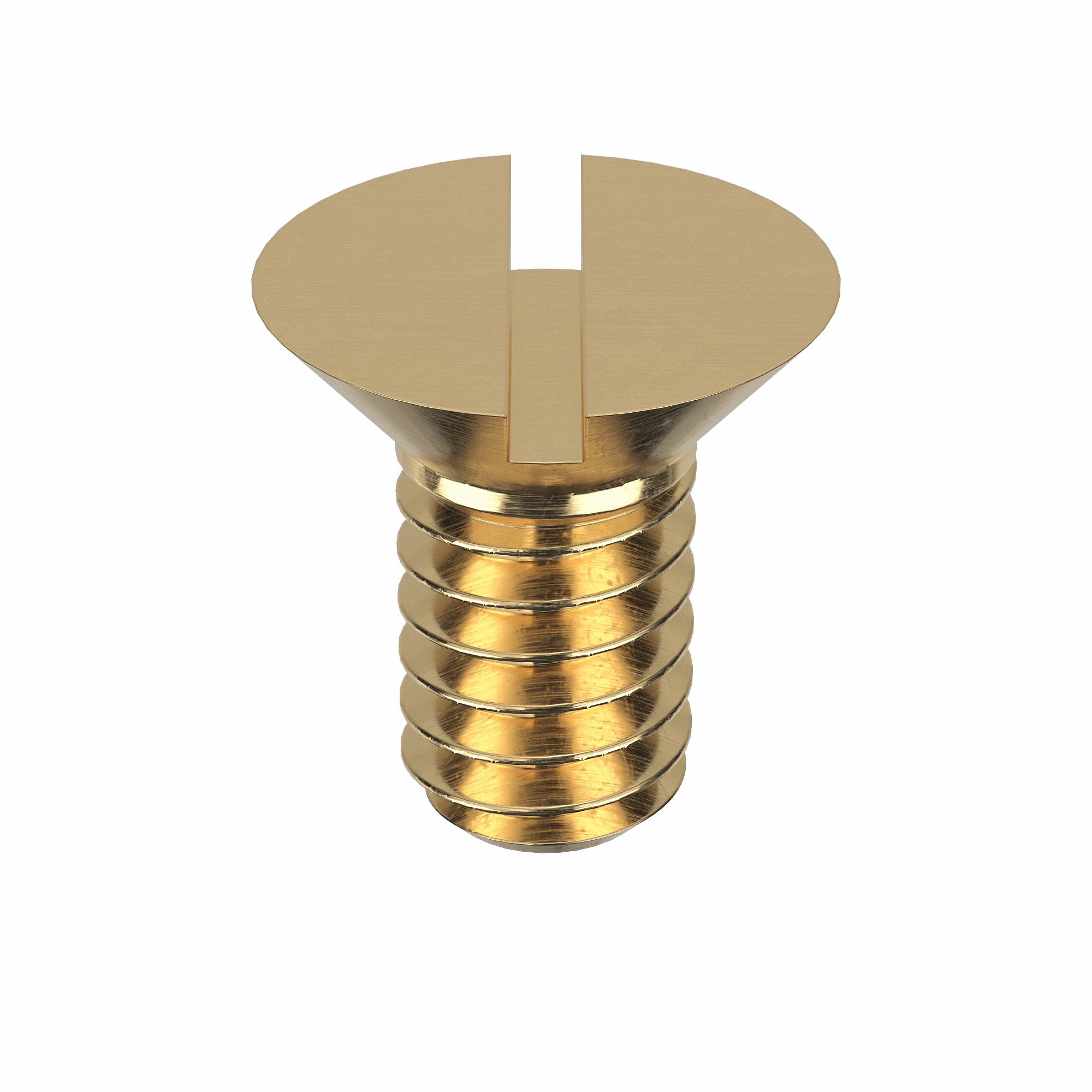 Machine Screw: 1/4"-20 Thread Size, 1/2 in Lg, Brass, Plain, Flat, Slotted, Machine Screw, 50 PK