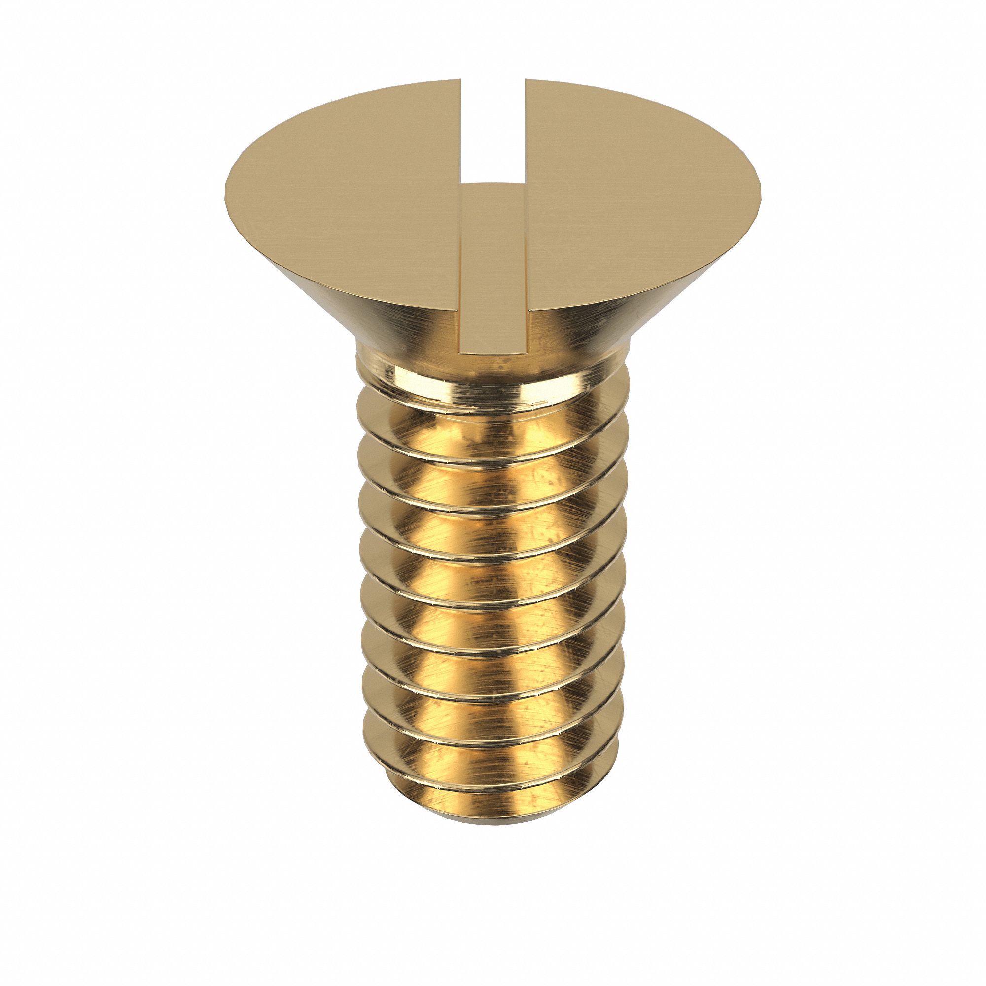 Machine Screw: 1/4"-20 Thread Size, 5/8 in Lg, Brass, Plain, Flat, Slotted, Machine Screw, 50 PK