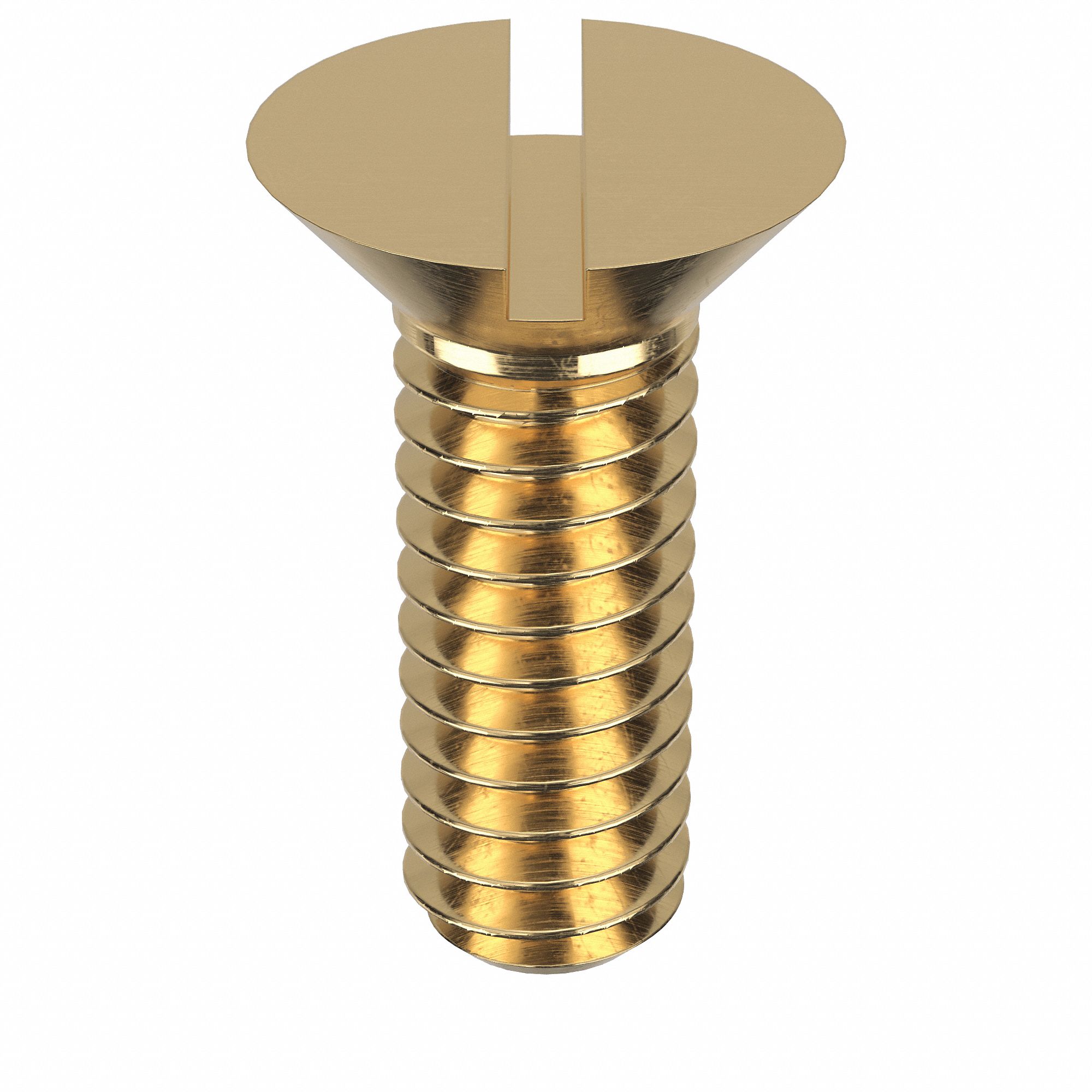 Machine Screw: 1/4"-20 Thread Size, 3/4 in Lg, Brass, Plain, Flat, Slotted, Machine Screw, 50 PK
