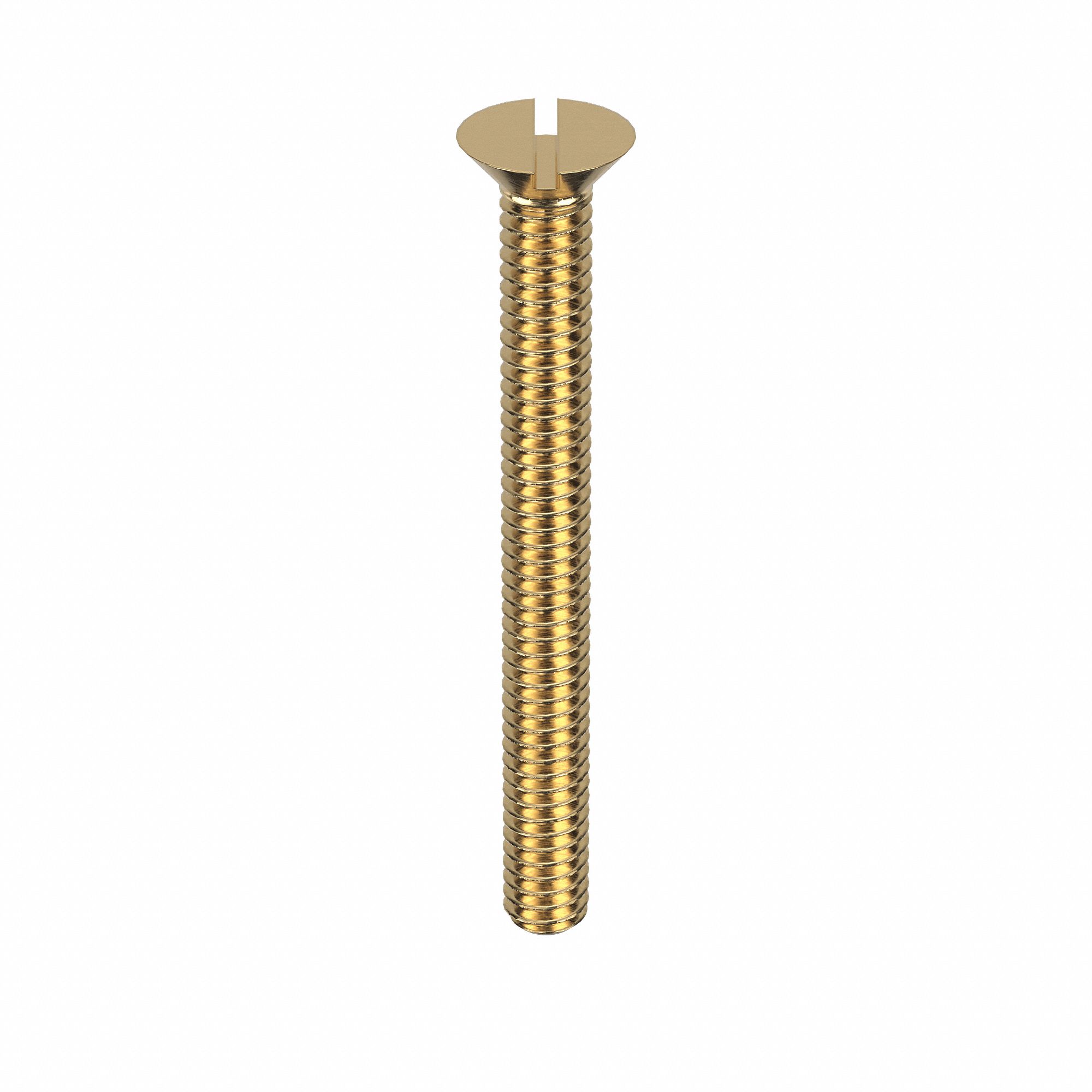 Machine Screw: M8x1.25 Thread Size, 60 mm Lg, Brass, Plain, Flat, Slotted, Machine Screw, 5 PK