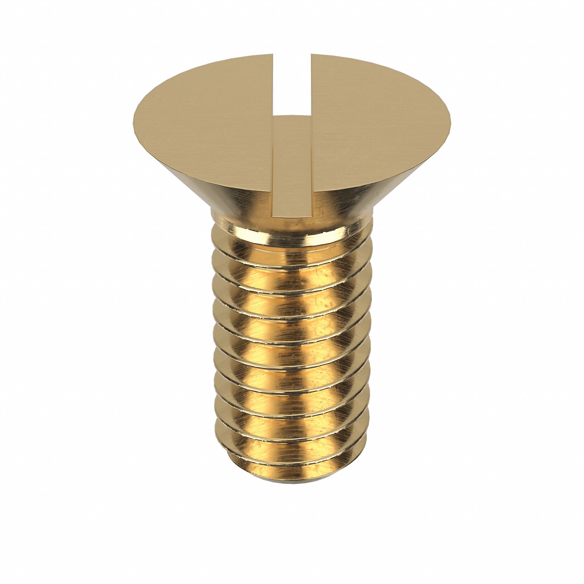 Machine Screw: 5/16"-18 Thread Size, 3/4 in Lg, Brass, Plain, Flat, Slotted, Machine Screw, 25 PK