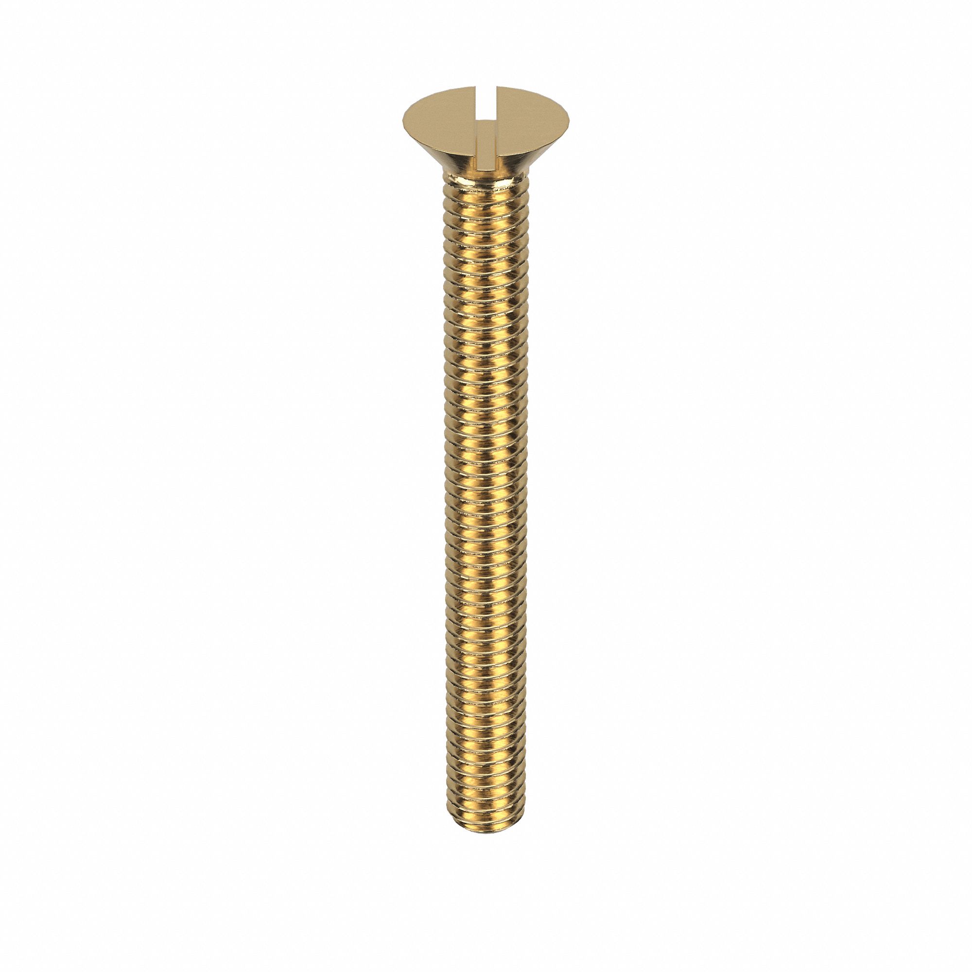 Machine Screw: 5/16"-18 Thread Size, 3 in Lg, Brass, Plain, Flat, Slotted, Machine Screw, 25 PK