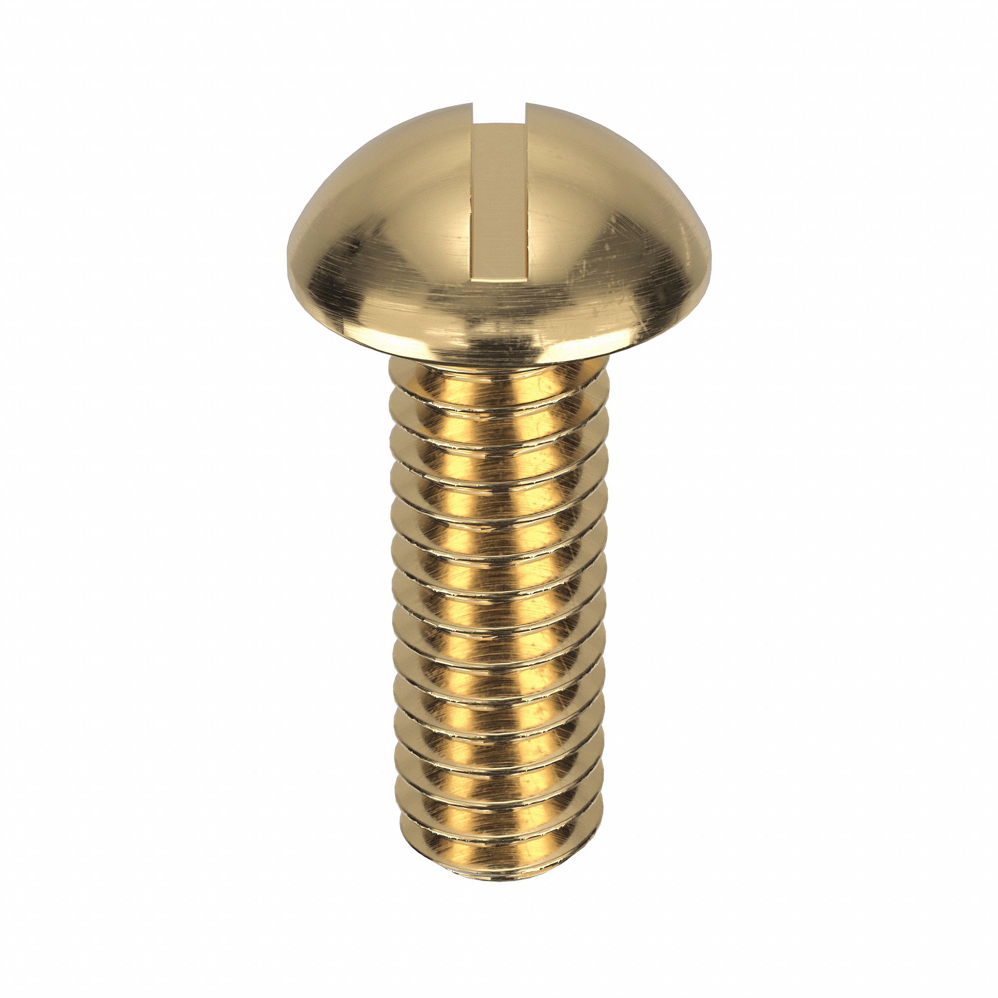 MACHINE SCREW, #8-32 THREAD, ½ IN L, BRASS, PLAIN, ROUND, SLOTTED, ASME B18.6.3, INCH, 50 PK