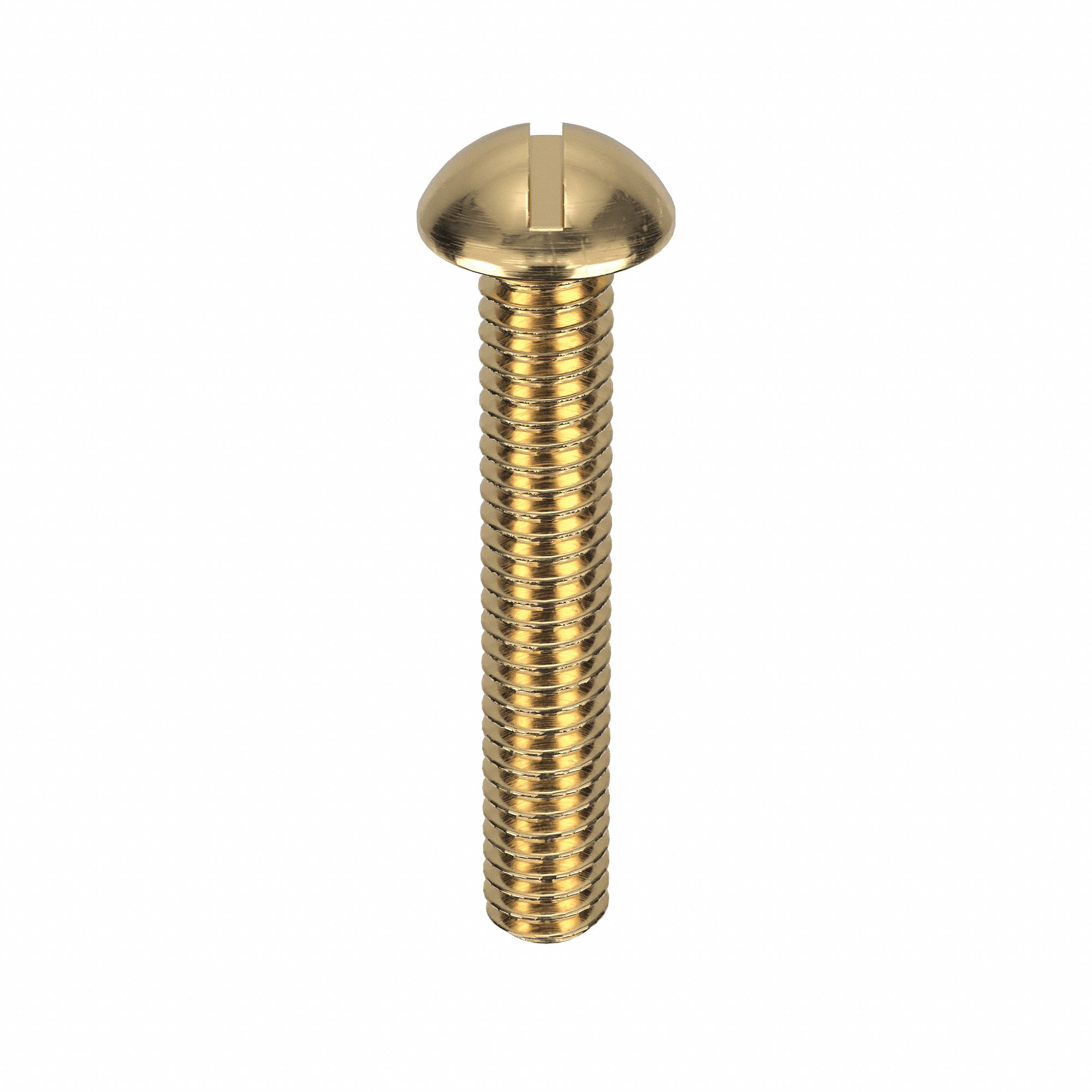 Machine Screw: #8-32 Thread Size, 1 in Lg, Brass, Plain, Round, Slotted, Machine Screw, 50 PK
