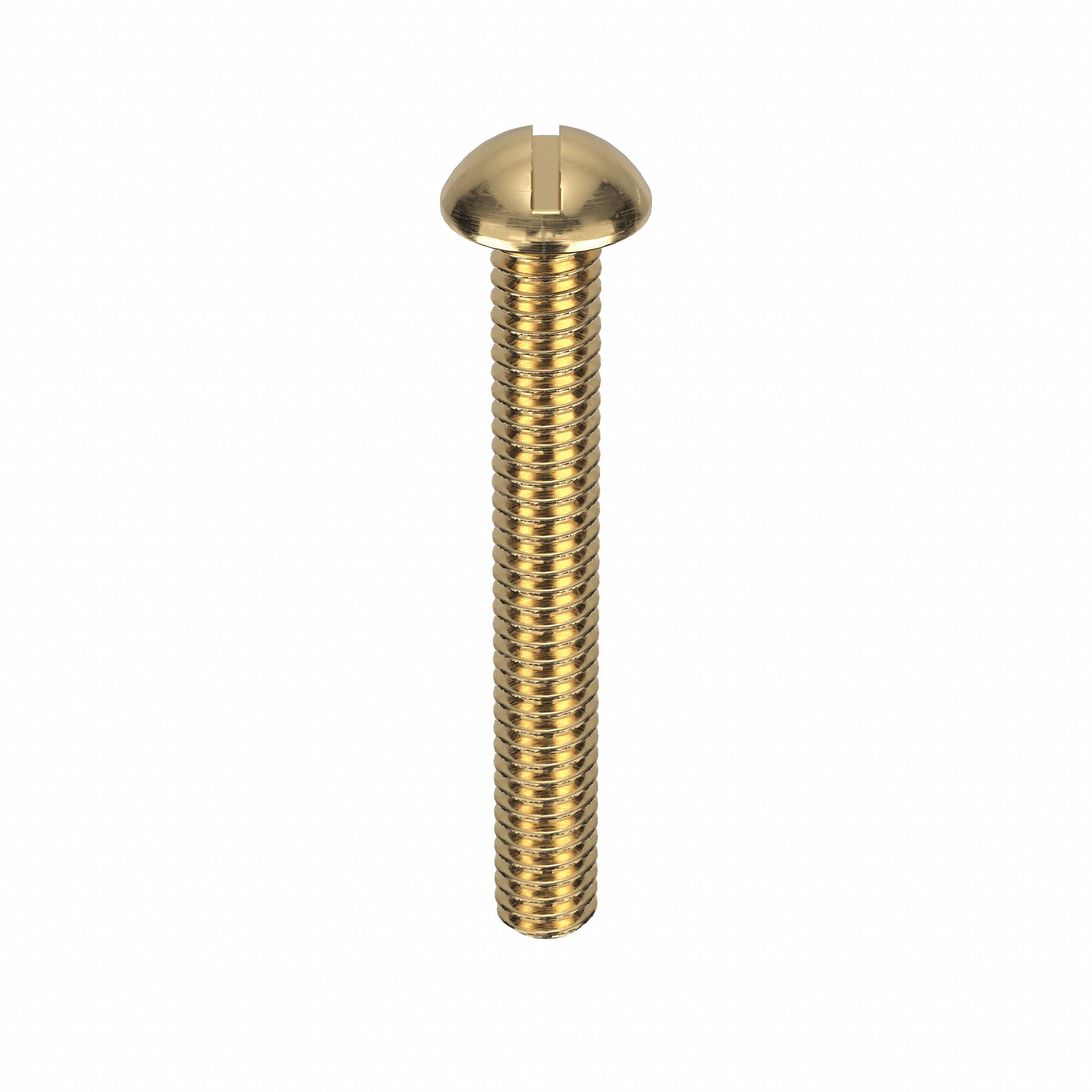 Machine Screw: #8-32 Thread Size, 1 1/4 in Lg, Brass, Plain, Round, Slotted, Machine Screw, 50 PK