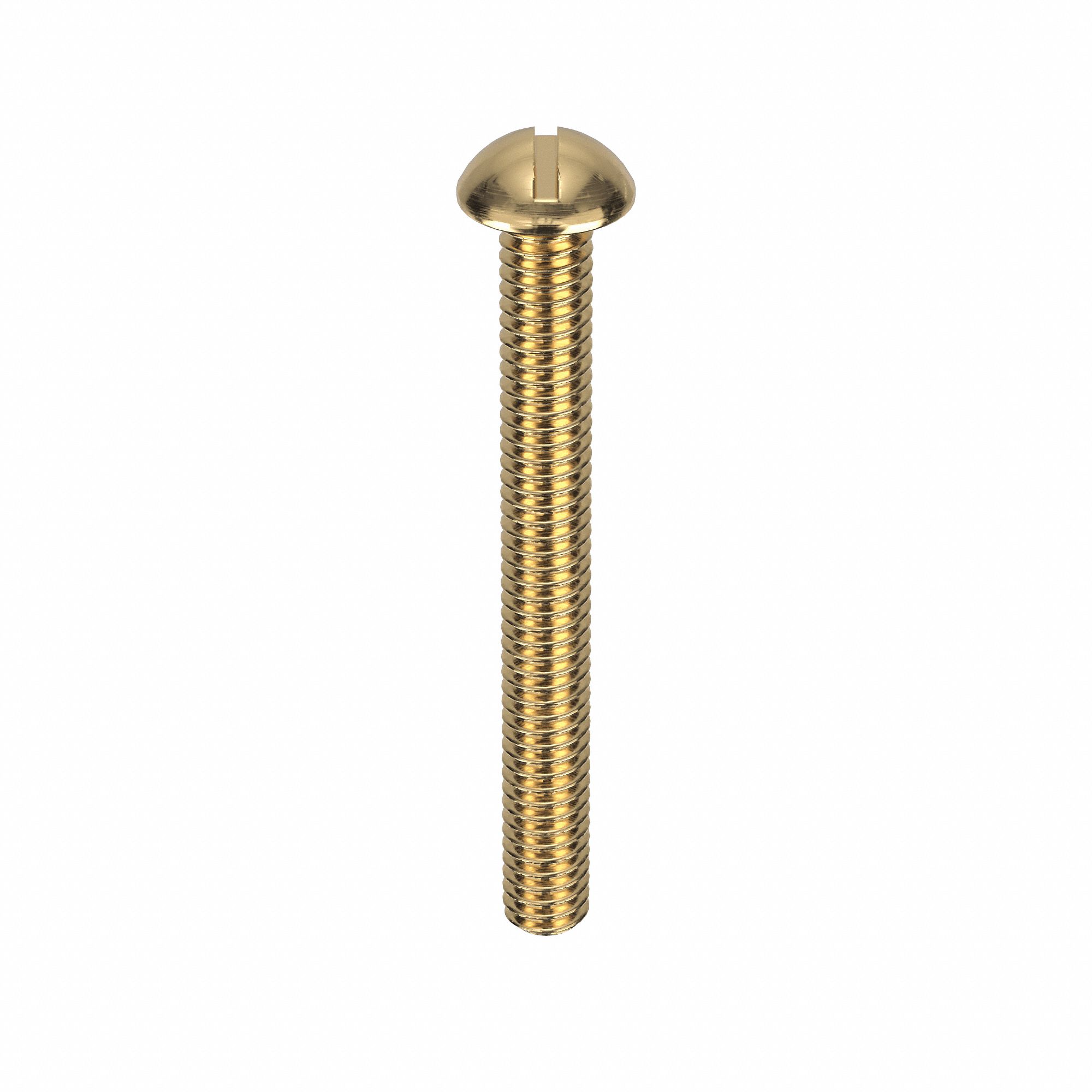 Machine Screw: #8-32 Thread Size, 1 1/2 in Lg, Brass, Plain, Round, Slotted, Machine Screw, 50 PK