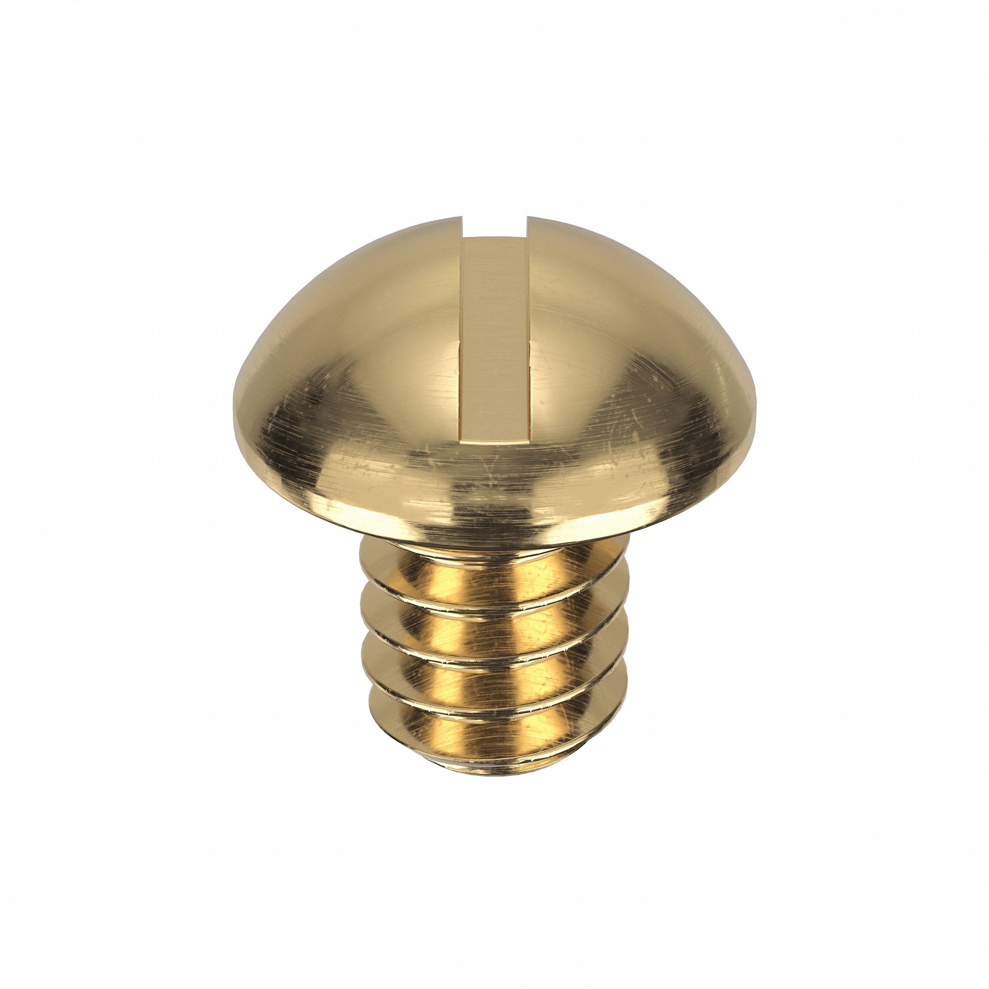 Machine Screw: #10-24 Thread Size, 1/4 in Lg, Brass, Plain, Round, Slotted, Machine Screw, 50 PK