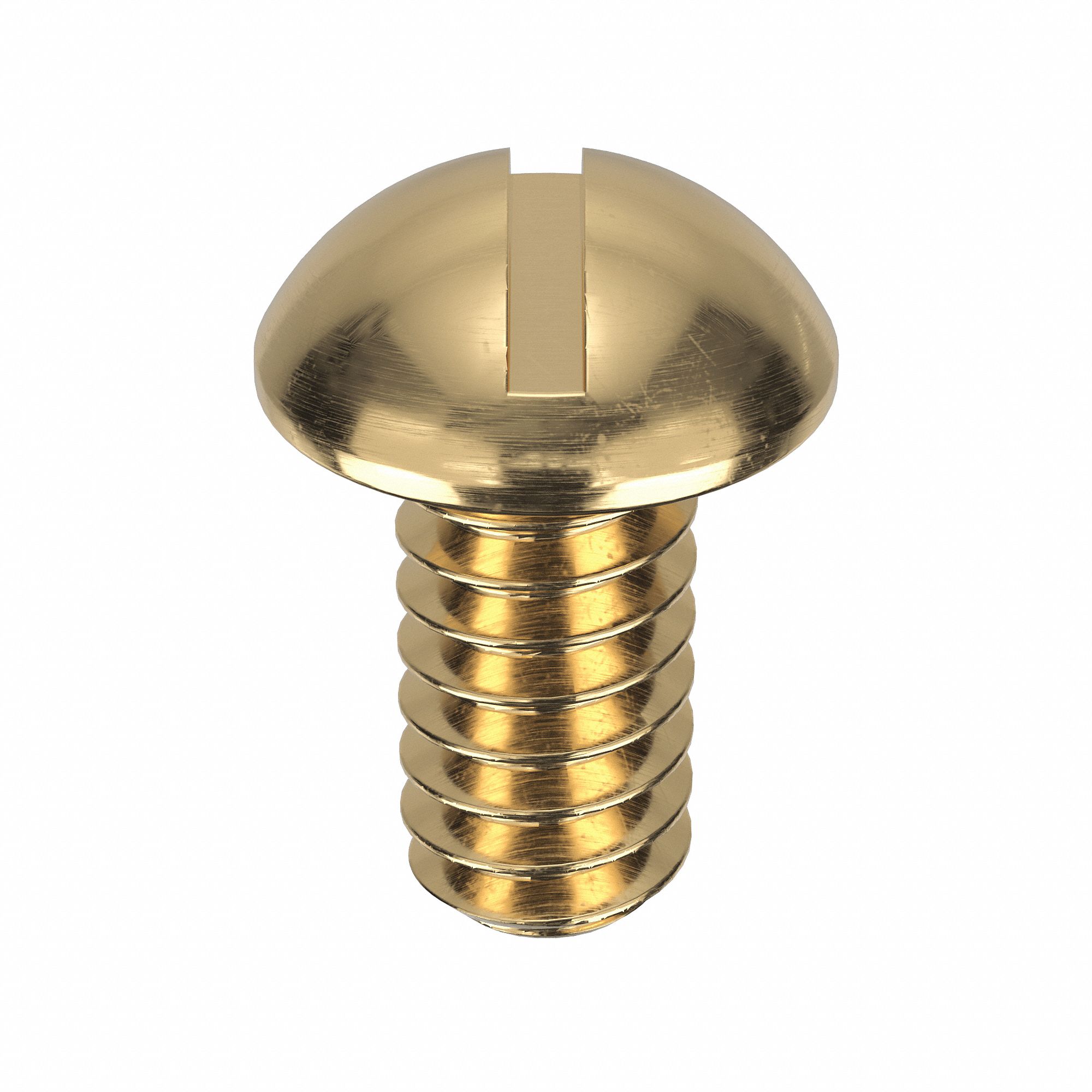 Machine Screw: #10-24 Thread Size, 3/8 in Lg, Brass, Plain, Round, Slotted, Machine Screw, 50 PK