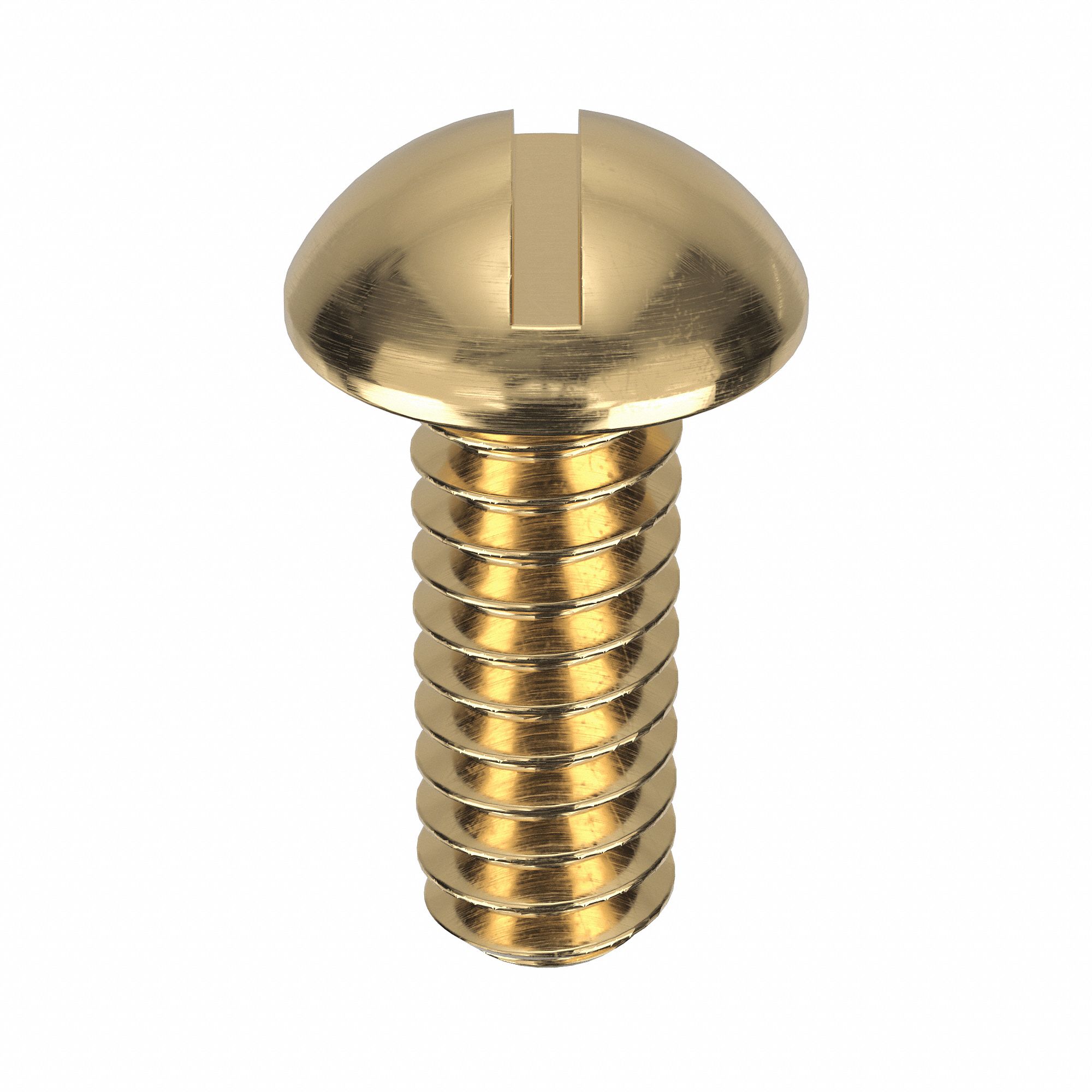 Machine Screw: #10-24 Thread Size, 1/2 in Lg, Brass, Plain, Round, Slotted, Machine Screw, 50 PK