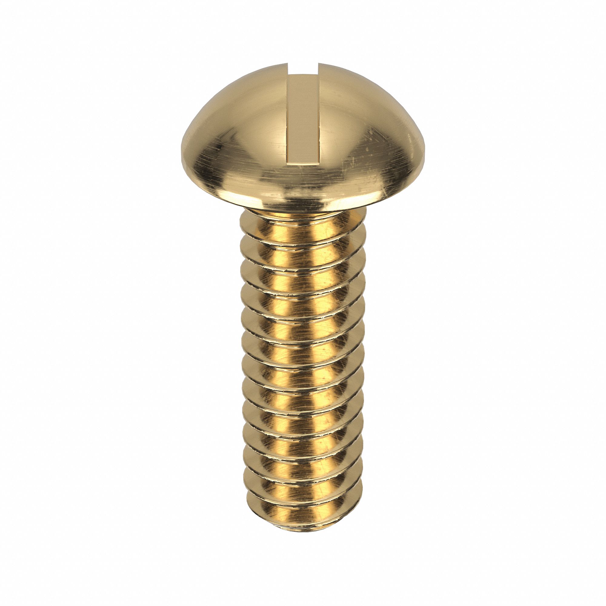 Machine Screw: #10-24 Thread Size, 5/8 in Lg, Brass, Plain, Round, Slotted, Machine Screw, 50 PK