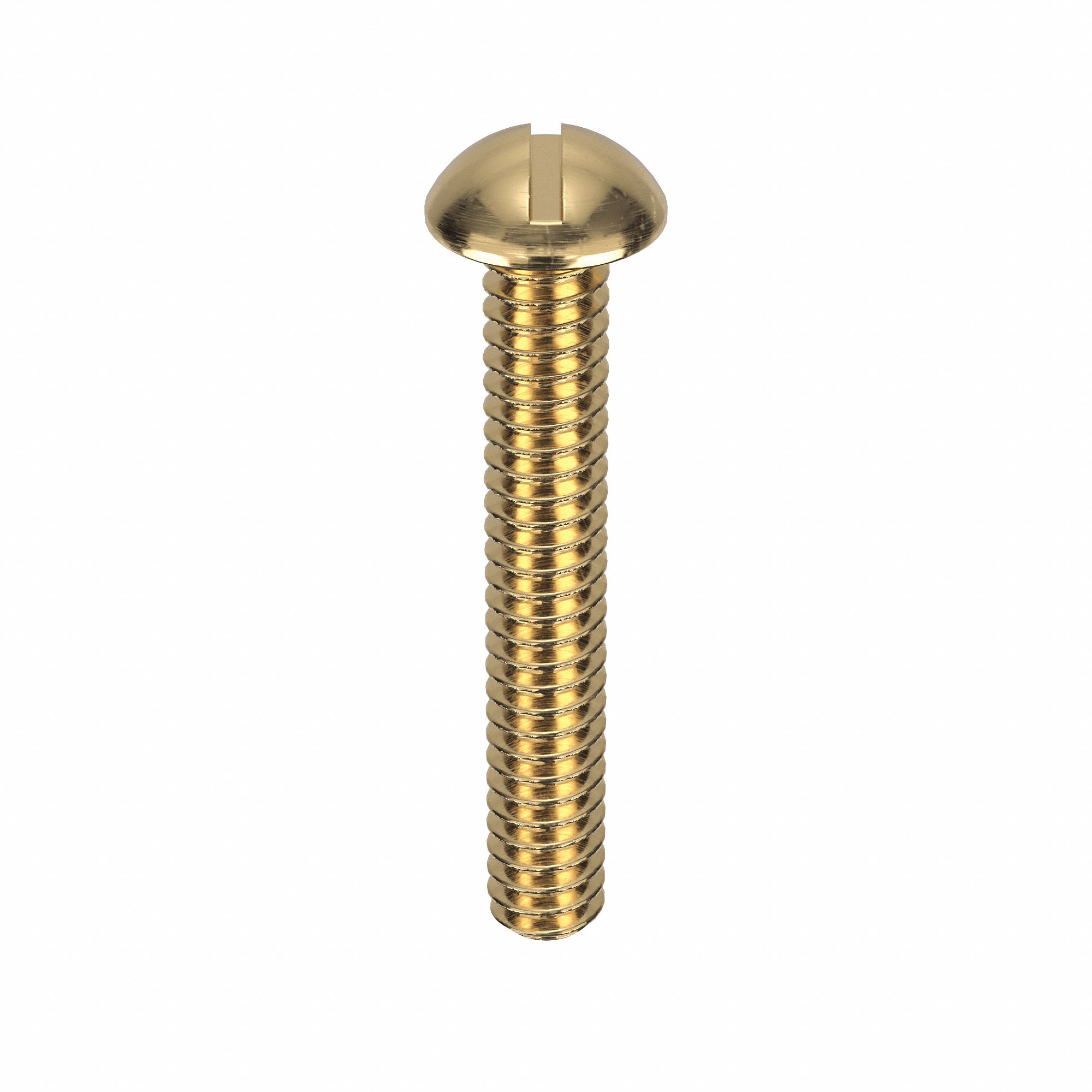 Machine Screw: #10-24 Thread Size, 1 1/4 in Lg, Brass, Plain, Round, Slotted, Machine Screw, 50 PK