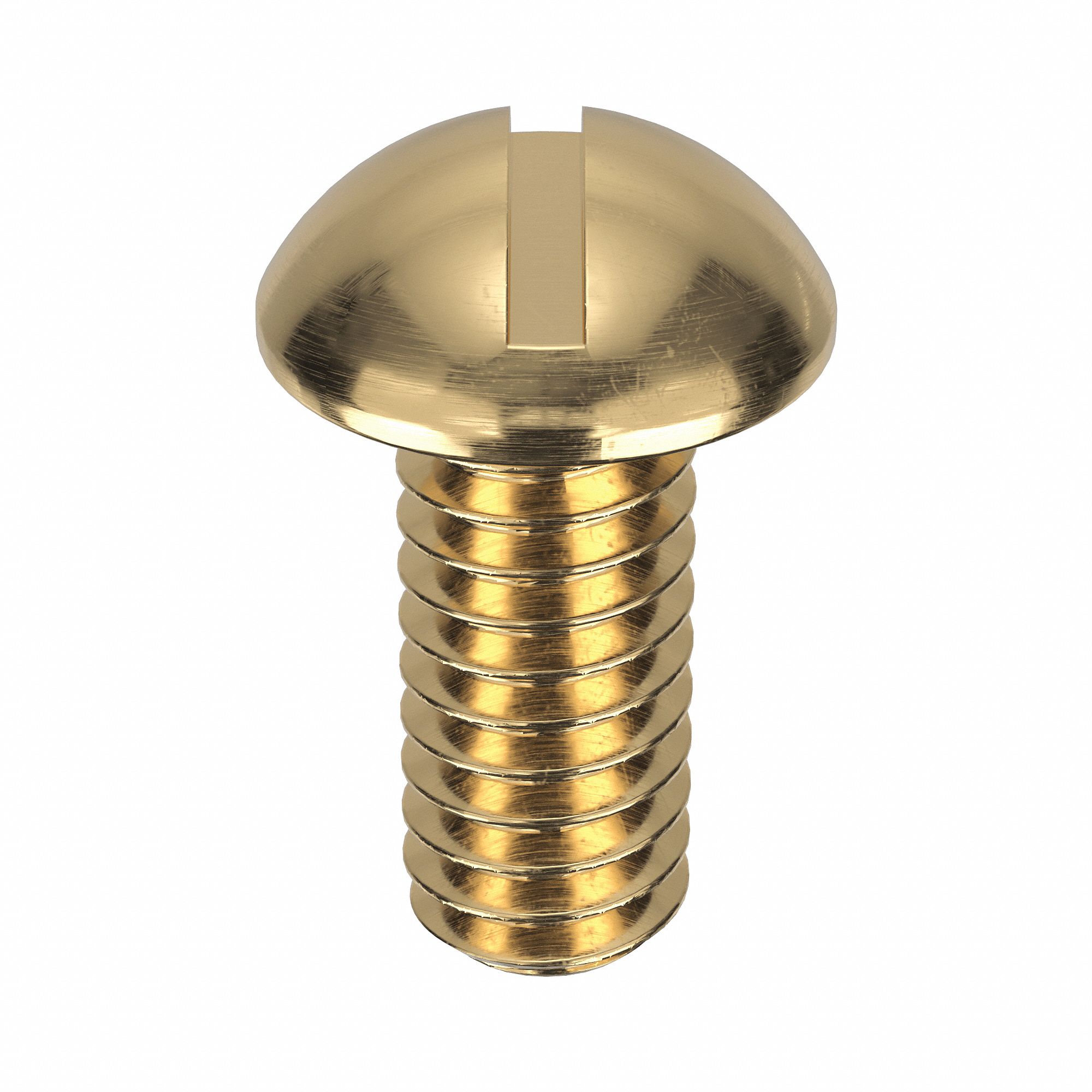 Machine Screw: #12-24 Thread Size, 1/2 in Lg, Brass, Plain, Round, Slotted, Machine Screw, 50 PK