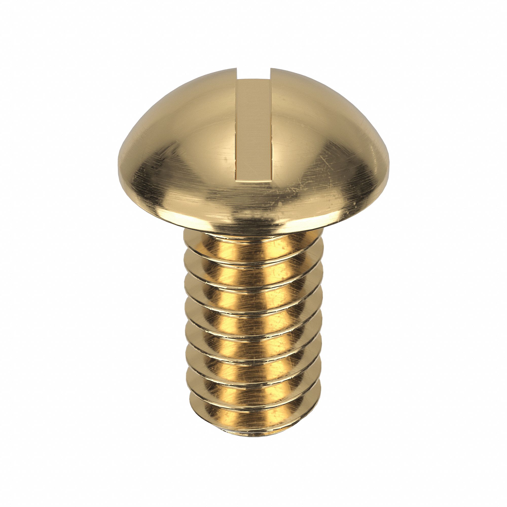 Machine Screw: 1/4"-20 Thread Size, 1/2 in Lg, Brass, Plain, Round, Slotted, Machine Screw, 50 PK