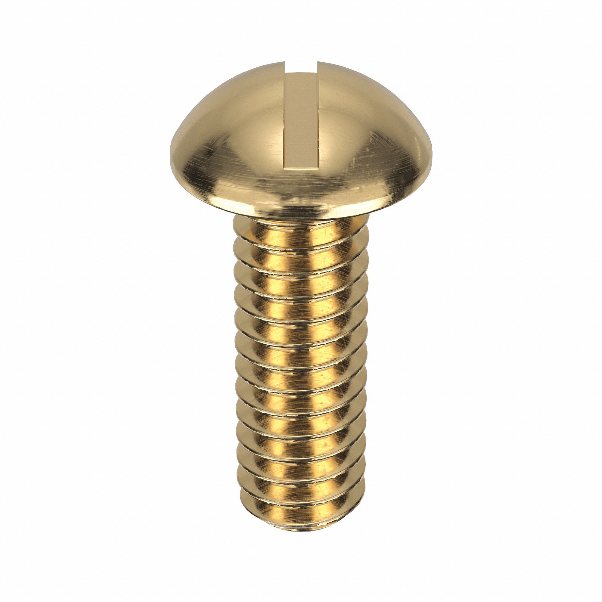Machine Screw: 1/4"-20 Thread Size, 3/4 in Lg, Brass, Plain, Round, Slotted, Machine Screw, 50 PK