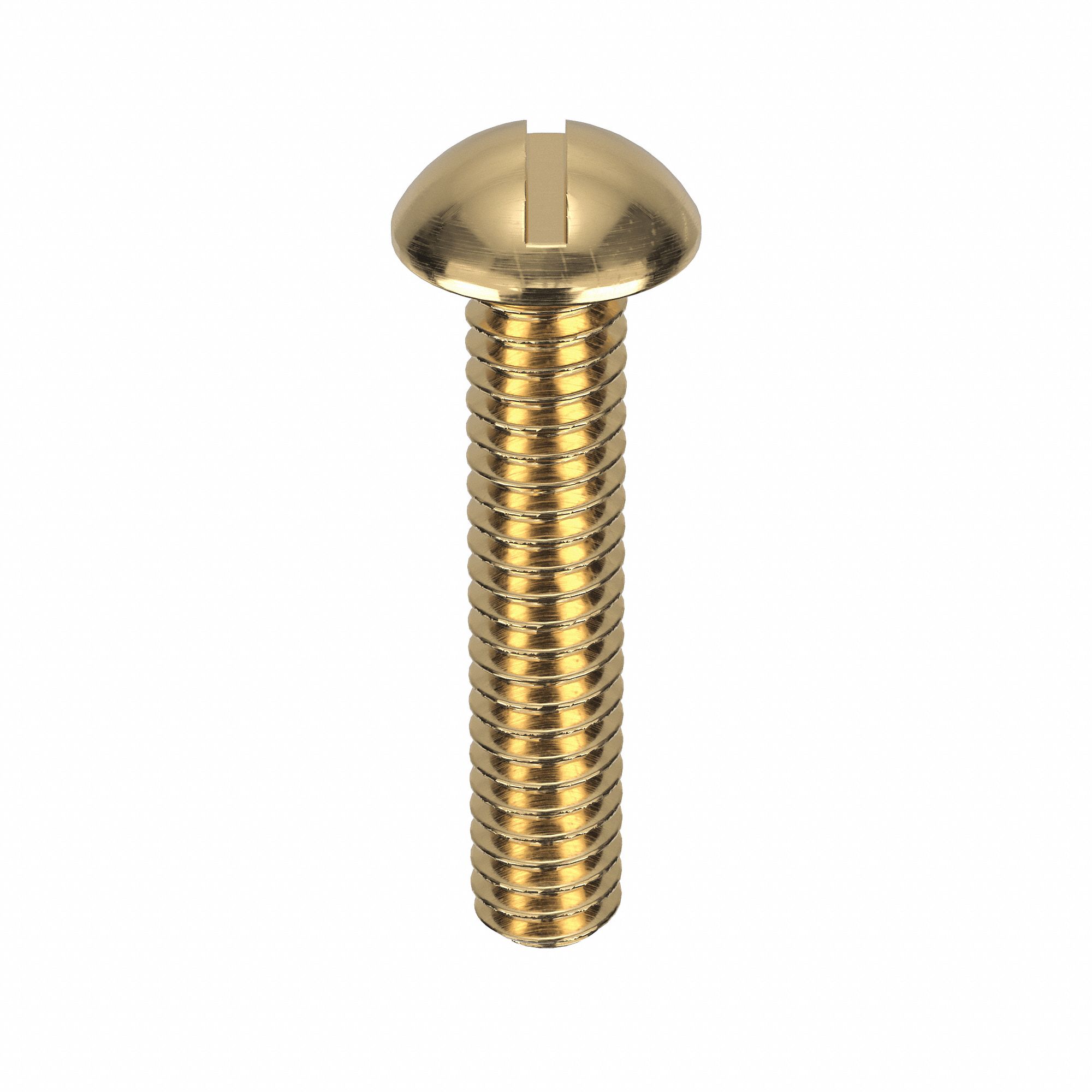 Machine Screw: 1/4"-20 Thread Size, 1 1/4 in Lg, Brass, Plain, Round, Slotted, Machine Screw, 50 PK