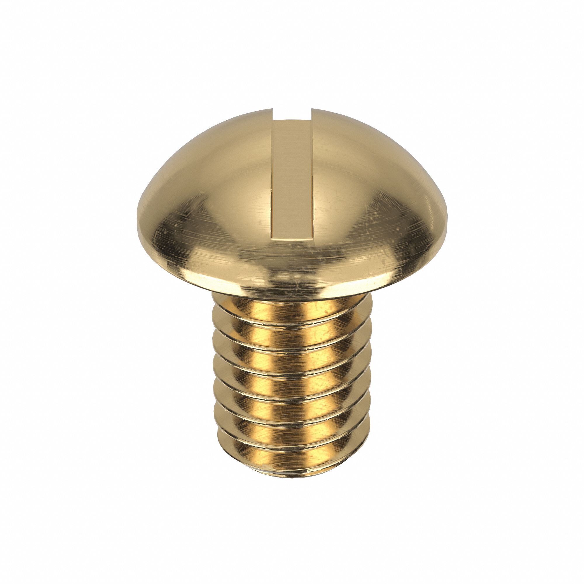 Machine Screw: 5/16"-18 Thread Size, 1/2 in Lg, Brass, Plain, Round, Slotted, Machine Screw, 25 PK