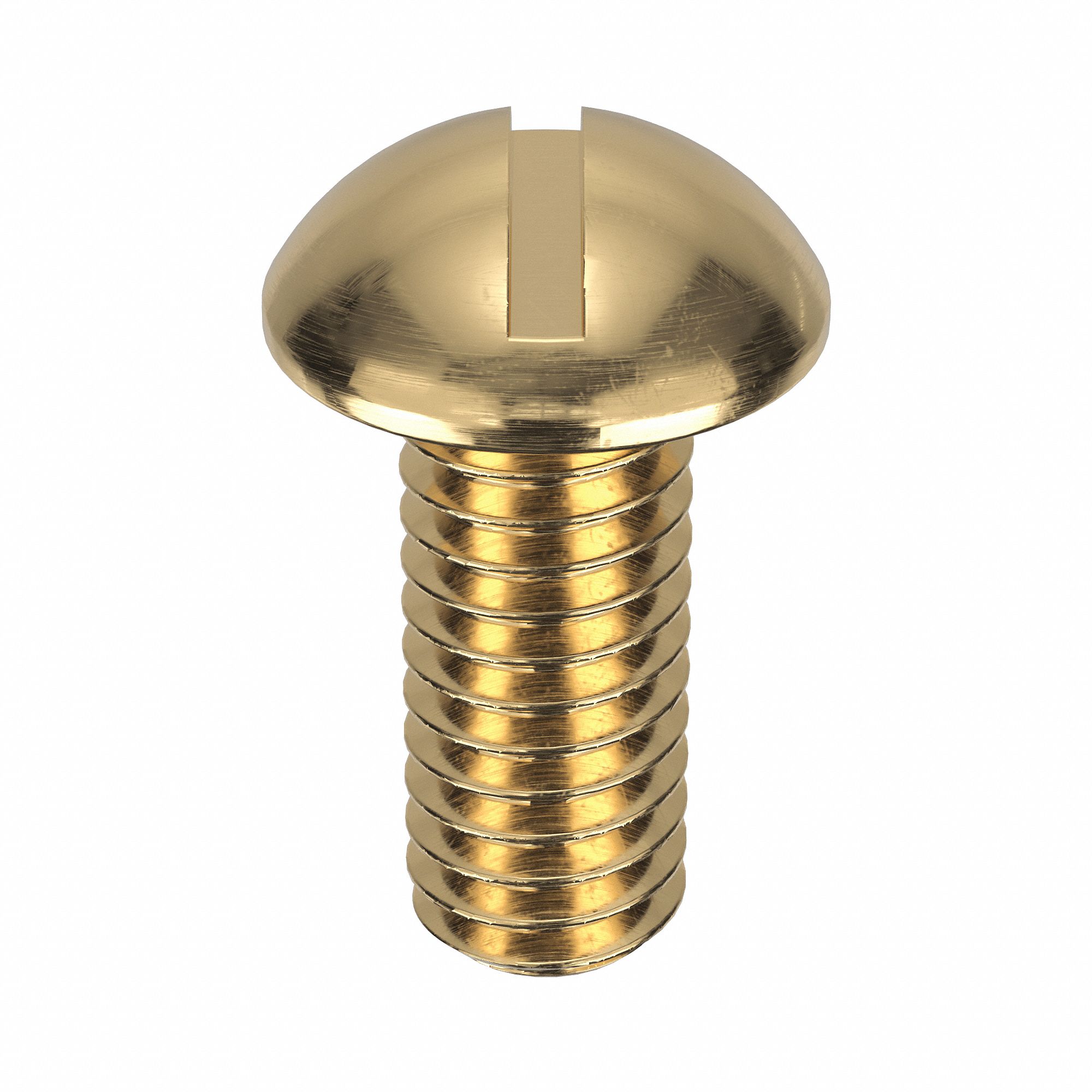 Machine Screw: 5/16"-18 Thread Size, 3/4 in Lg, Brass, Plain, Round, Slotted, Machine Screw, 25 PK