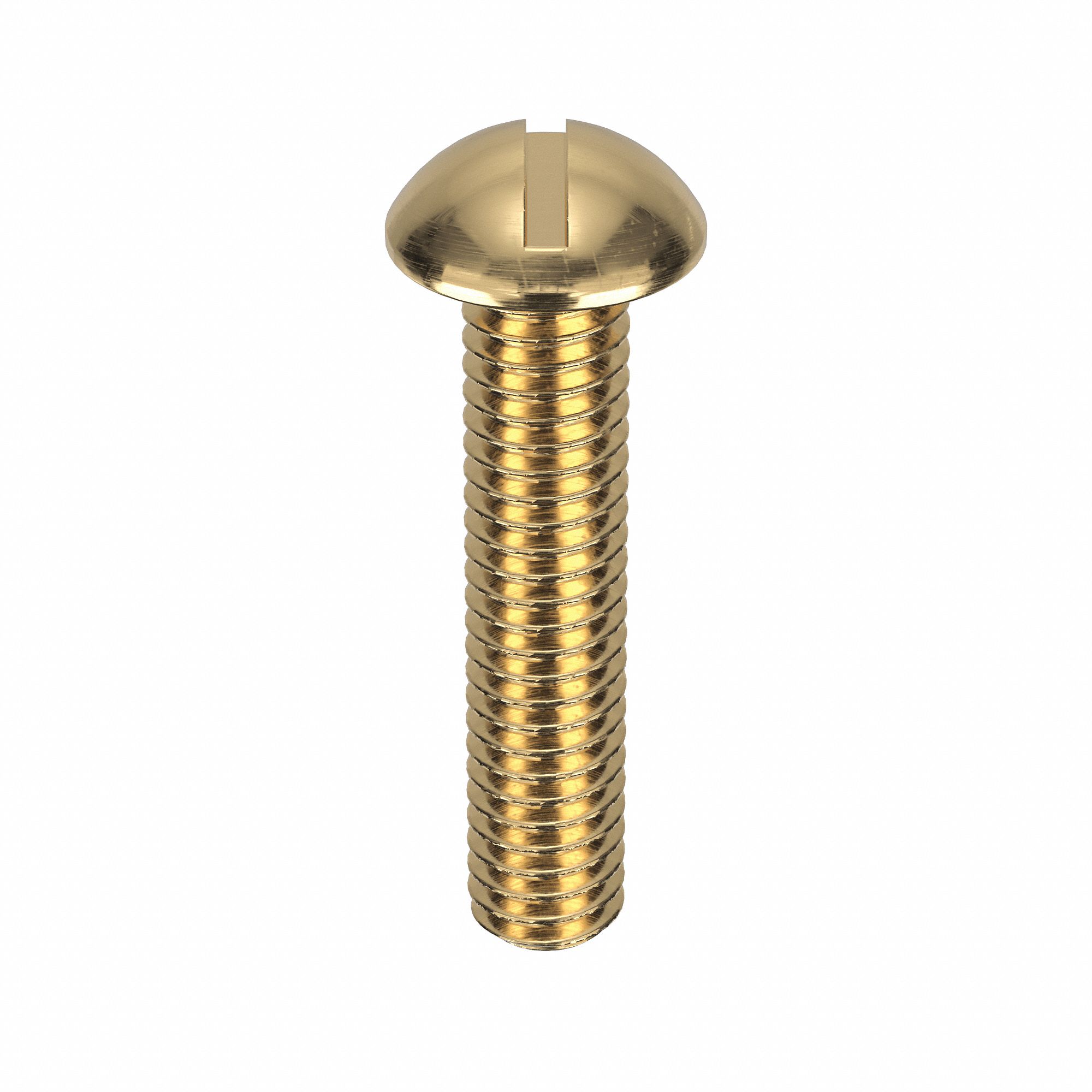 Machine Screw: 5/16"-18 Thread Size, 1 1/2 in Lg, Brass, Plain, Round, Slotted, Machine Screw, 25 PK