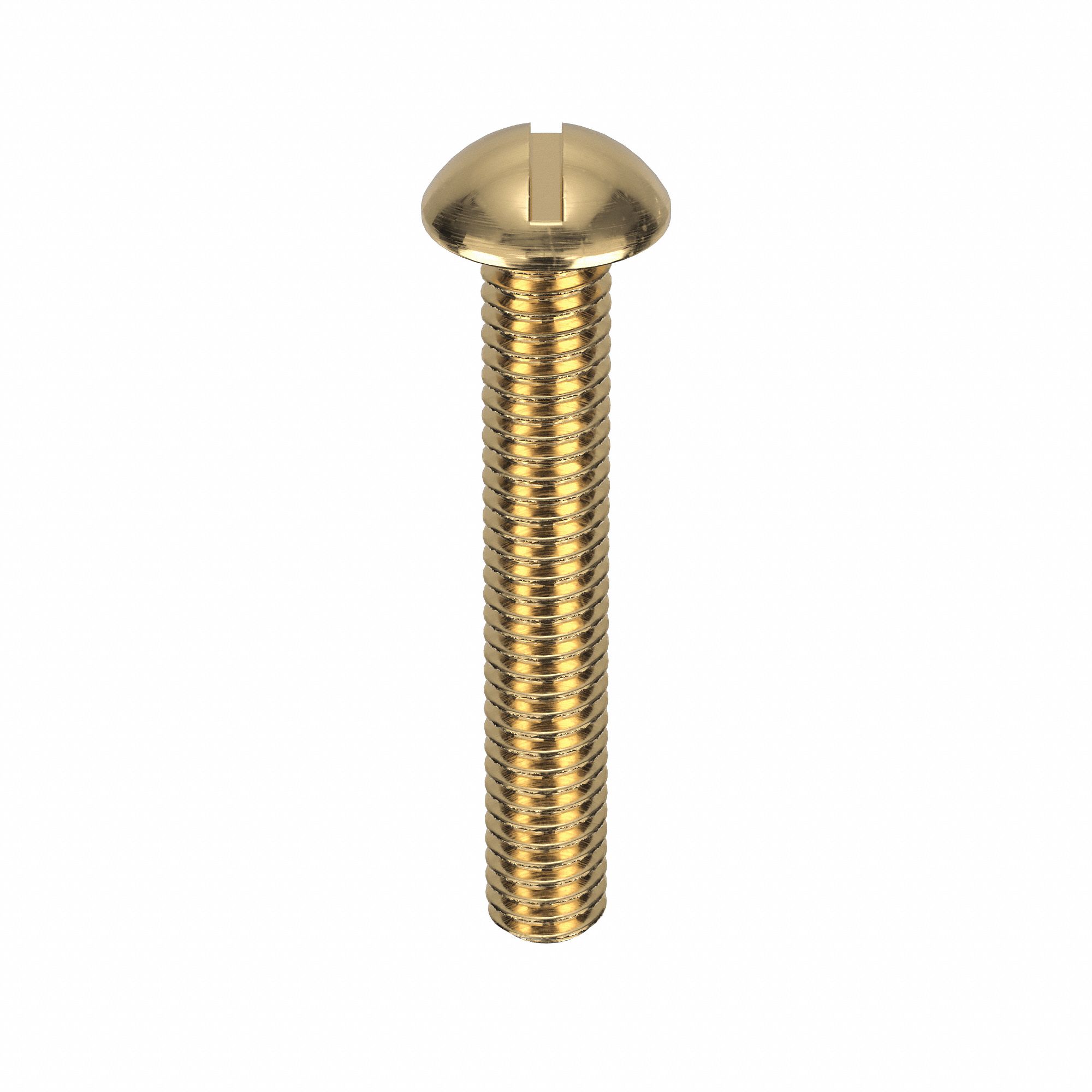 Machine Screw: 5/16-18 Thread Size, 2 in Lg, Brass, Plain, Round, Slotted,  ASME B18.6.3, 25 PK