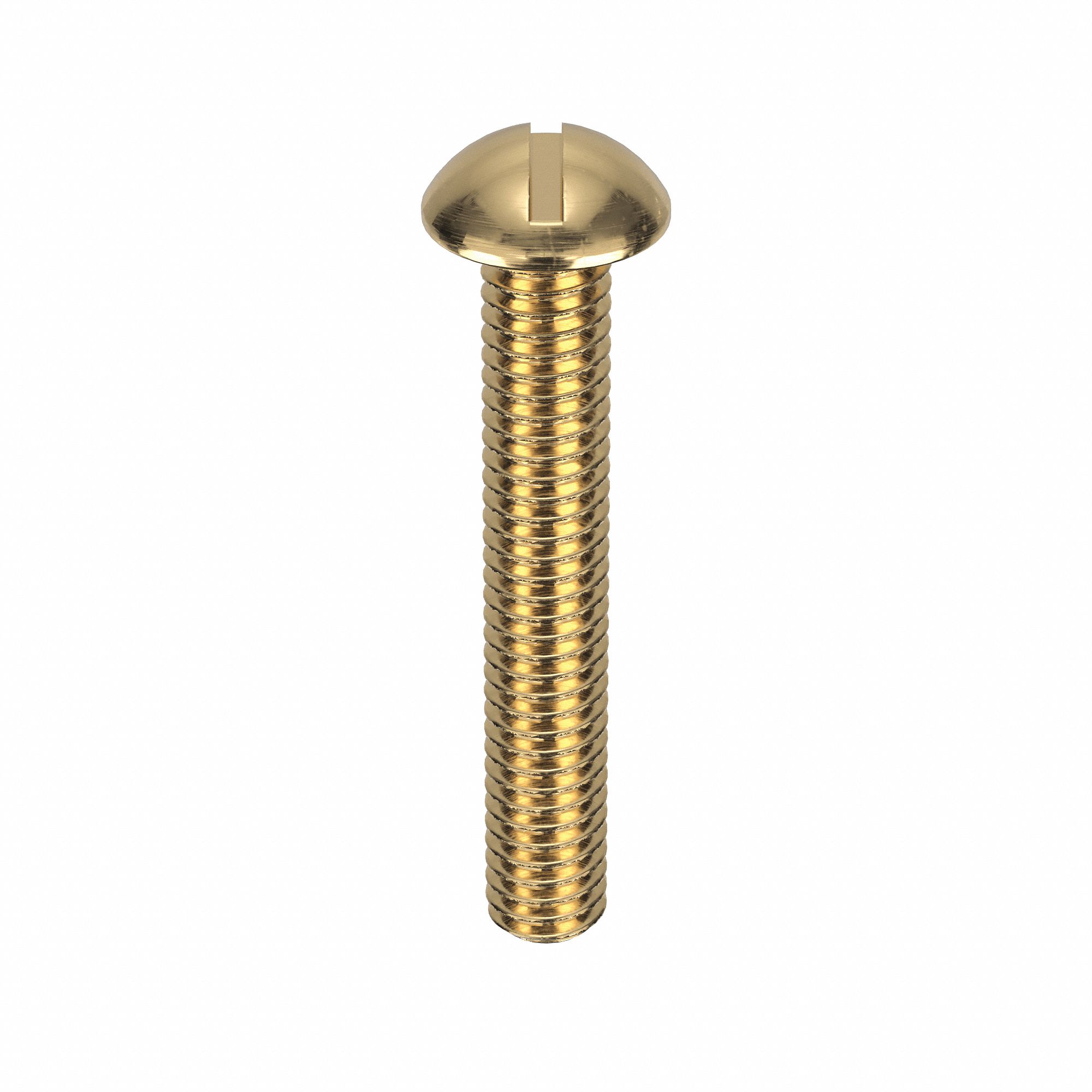 Machine Screw: 5/16"-18 Thread Size, 2 in Lg, Brass, Plain, Round, Slotted, Machine Screw, 25 PK