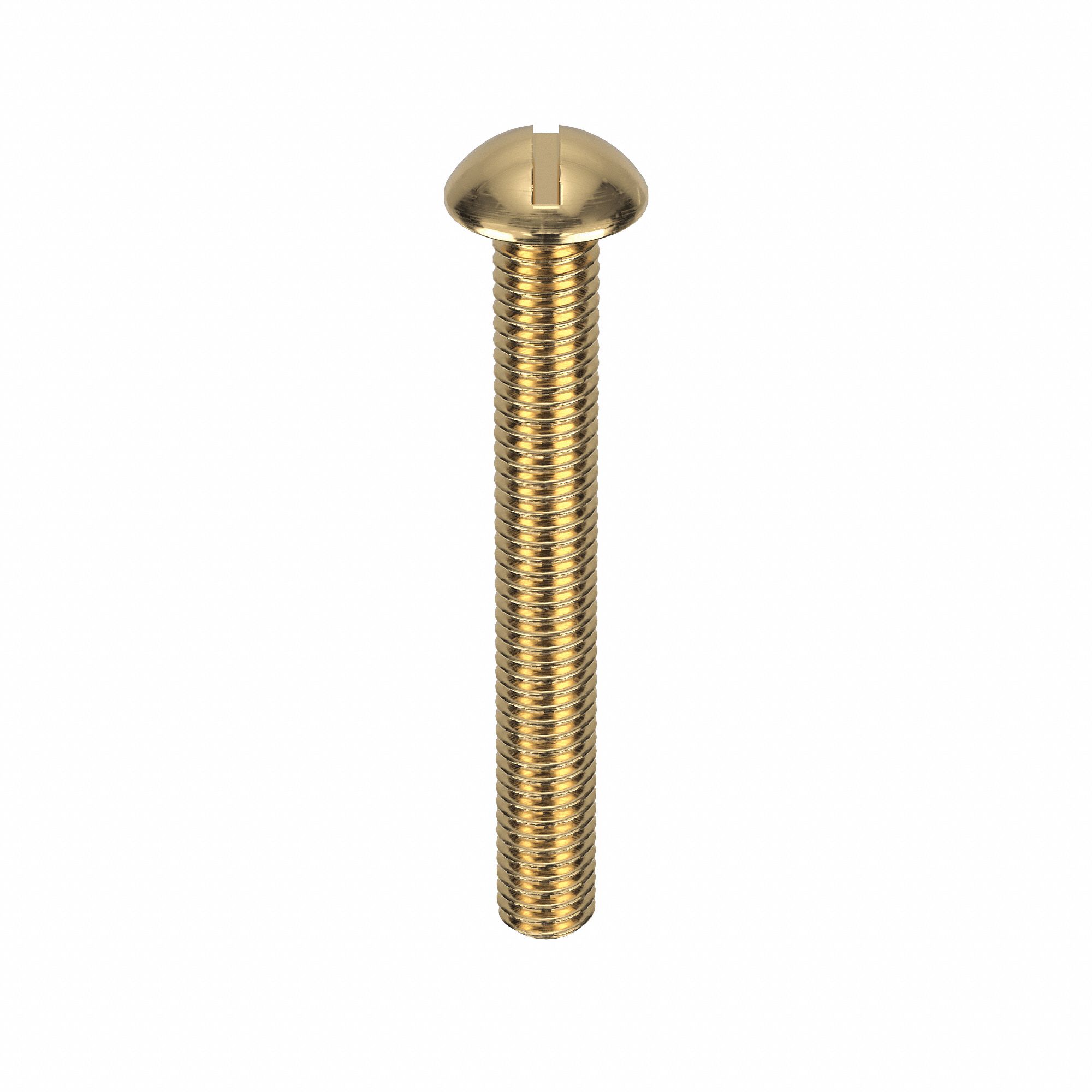 Machine Screw: 3/8"-16 Thread Size, 3 in Lg, Brass, Plain, Round, Slotted, Machine Screw, 10 PK