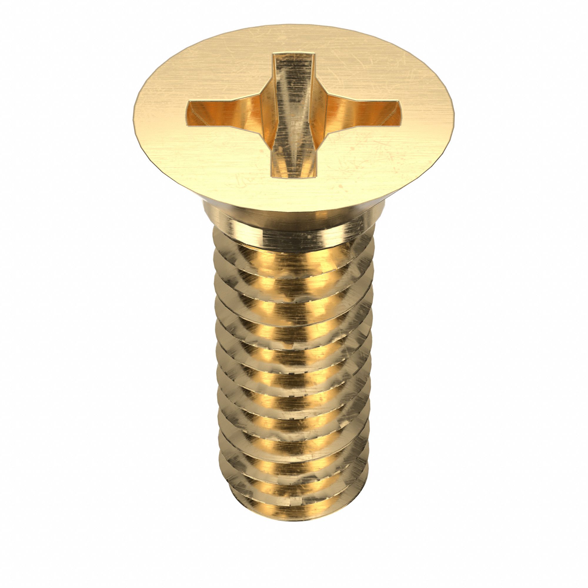 Machine Screw: #8-32 Thread Size, 1/2 in Lg, Brass, Plain, Flat, Phillips, Machine Screw, 50 PK