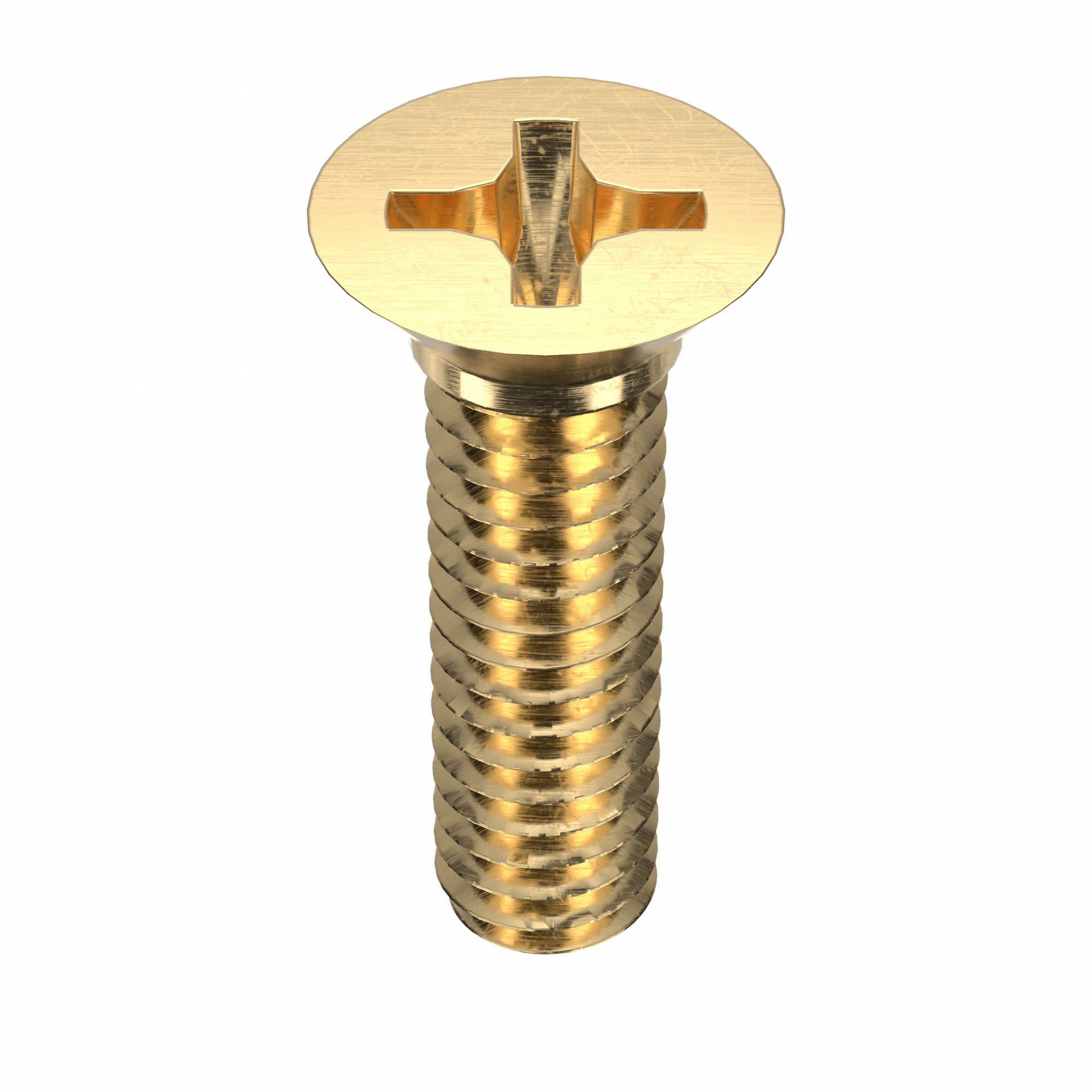 Machine Screw: #8-32 Thread Size, 5/8 in Lg, Brass, Plain, Flat, Phillips, Machine Screw, 50 PK