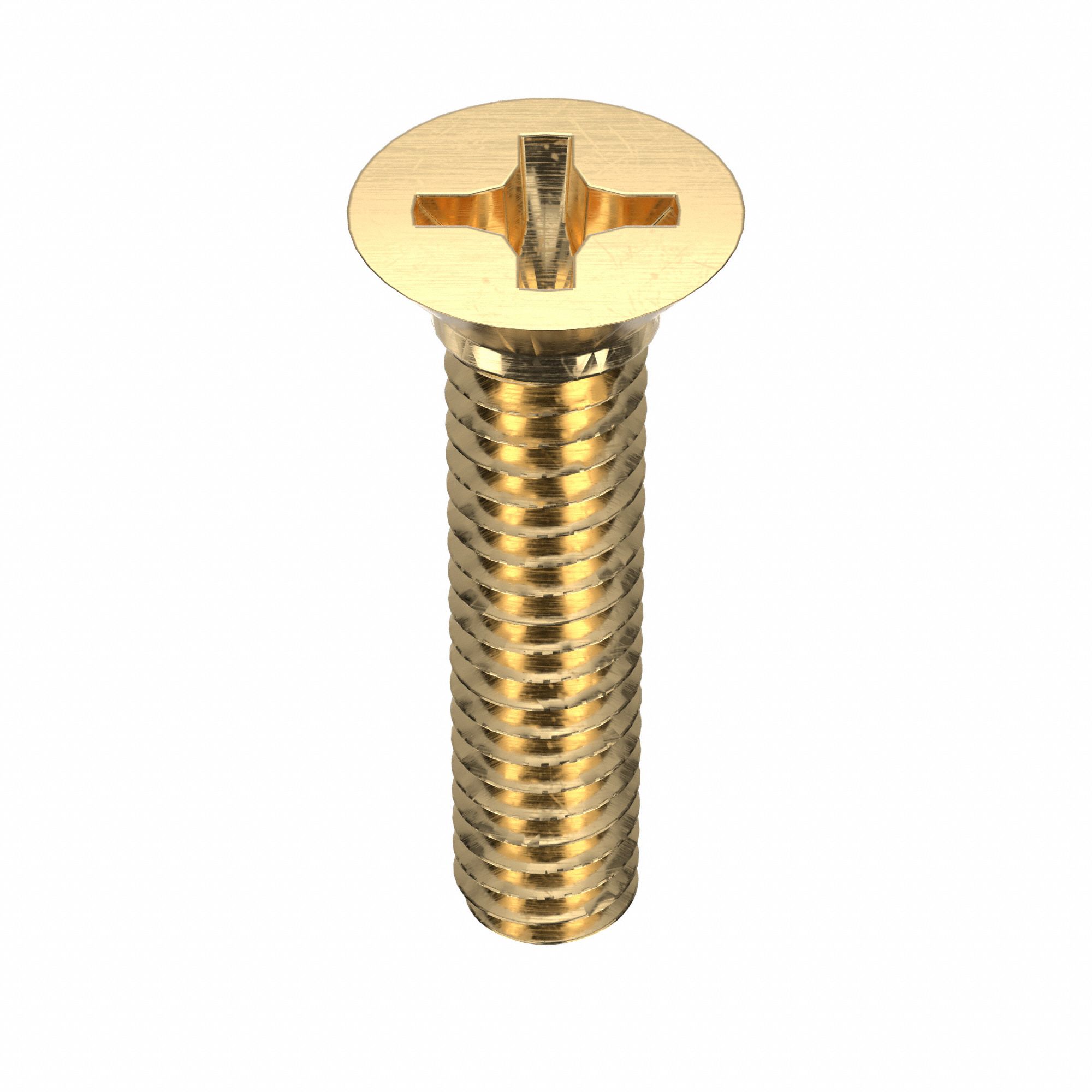 Machine Screw: #8-32 Thread Size, 3/4 in Lg, Brass, Plain, Flat, Phillips, Machine Screw, 50 PK