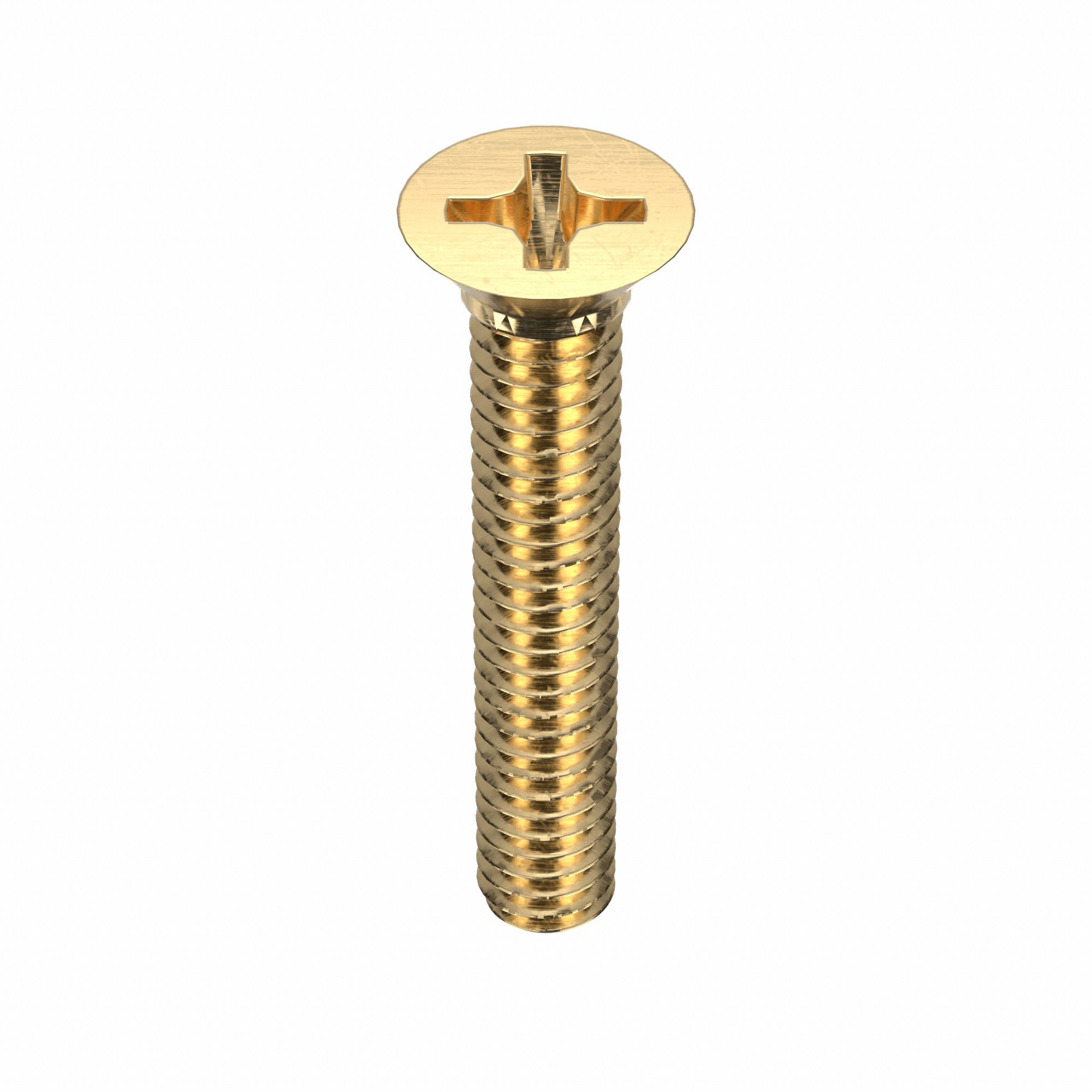 Machine Screw: #8-32 Thread Size, 1 in Lg, Brass, Plain, Flat, Phillips, Machine Screw, 50 PK