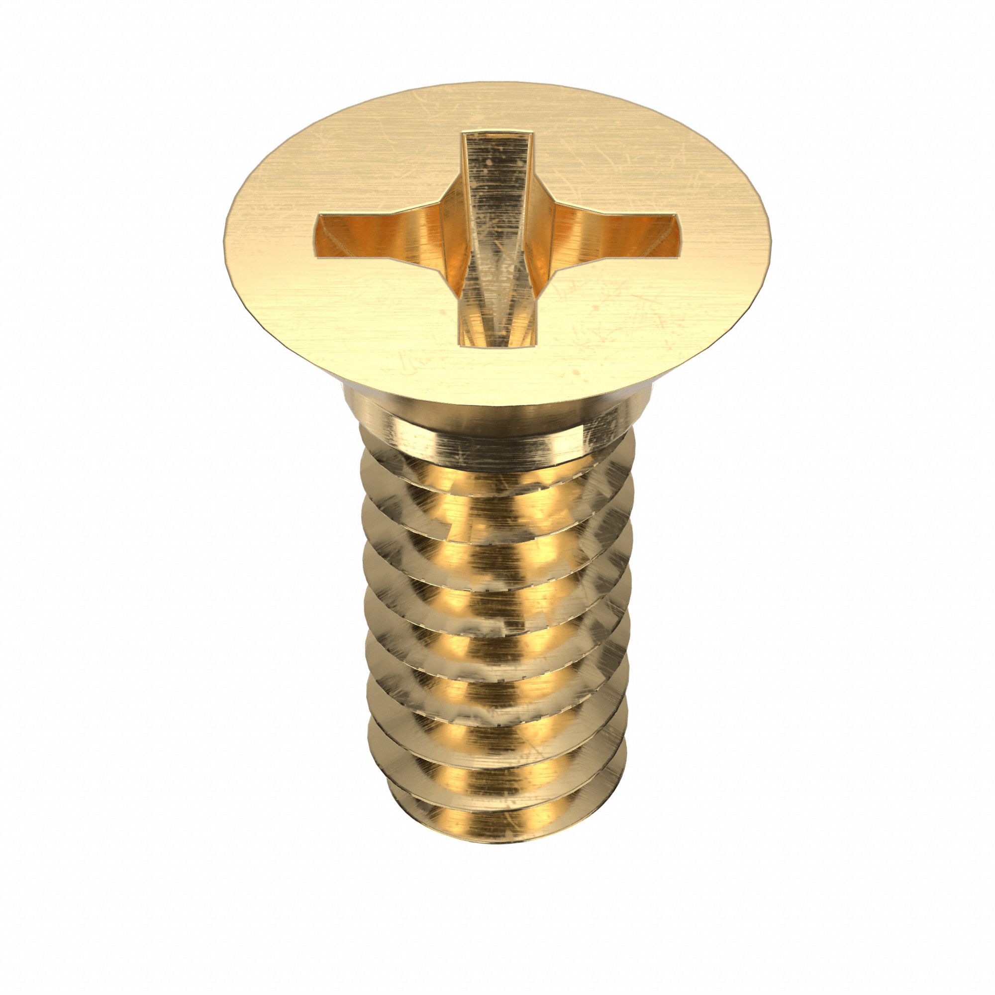 Machine Screw: #10-24 Thread Size, 1/2 in Lg, Brass, Plain, Flat, Phillips, Machine Screw, 50 PK