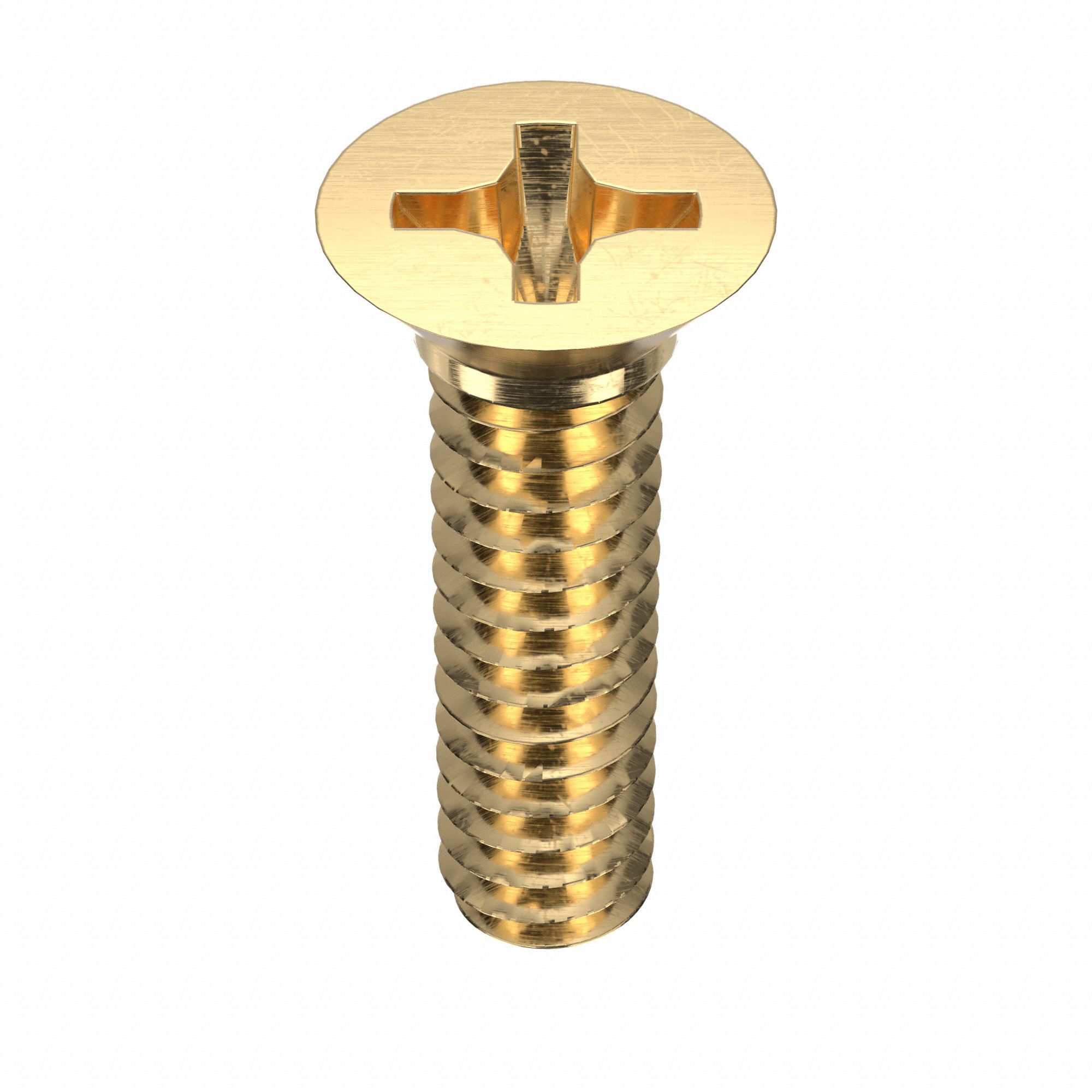 Machine Screw: #10-24 Thread Size, 3/4 in Lg, Brass, Plain, Flat, Phillips, Machine Screw, 50 PK