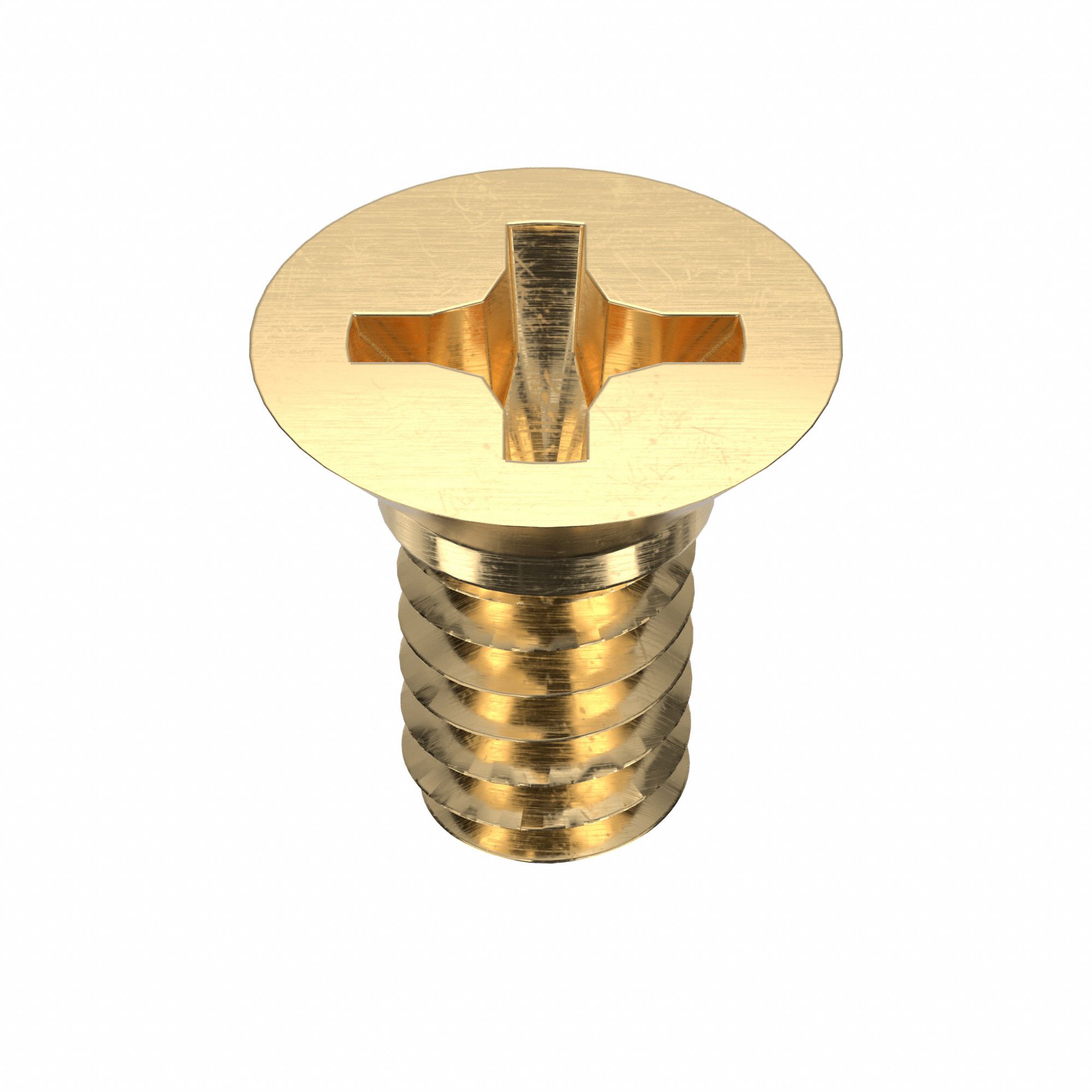 Machine Screw: 1/4"-20 Thread Size, 1/2 in Lg, Brass, Plain, Flat, Phillips, Machine Screw, 50 PK
