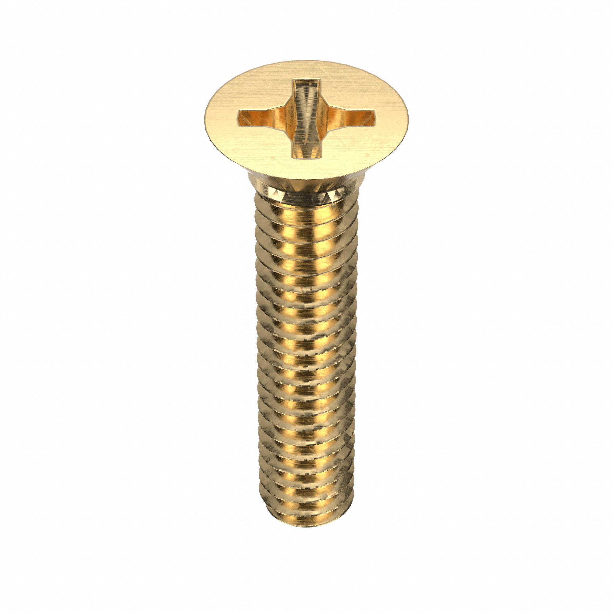 Machine Screw: 1/4"-20 Thread Size, 1 1/4 in Lg, Brass, Plain, Flat, Phillips, Machine Screw, 50 PK