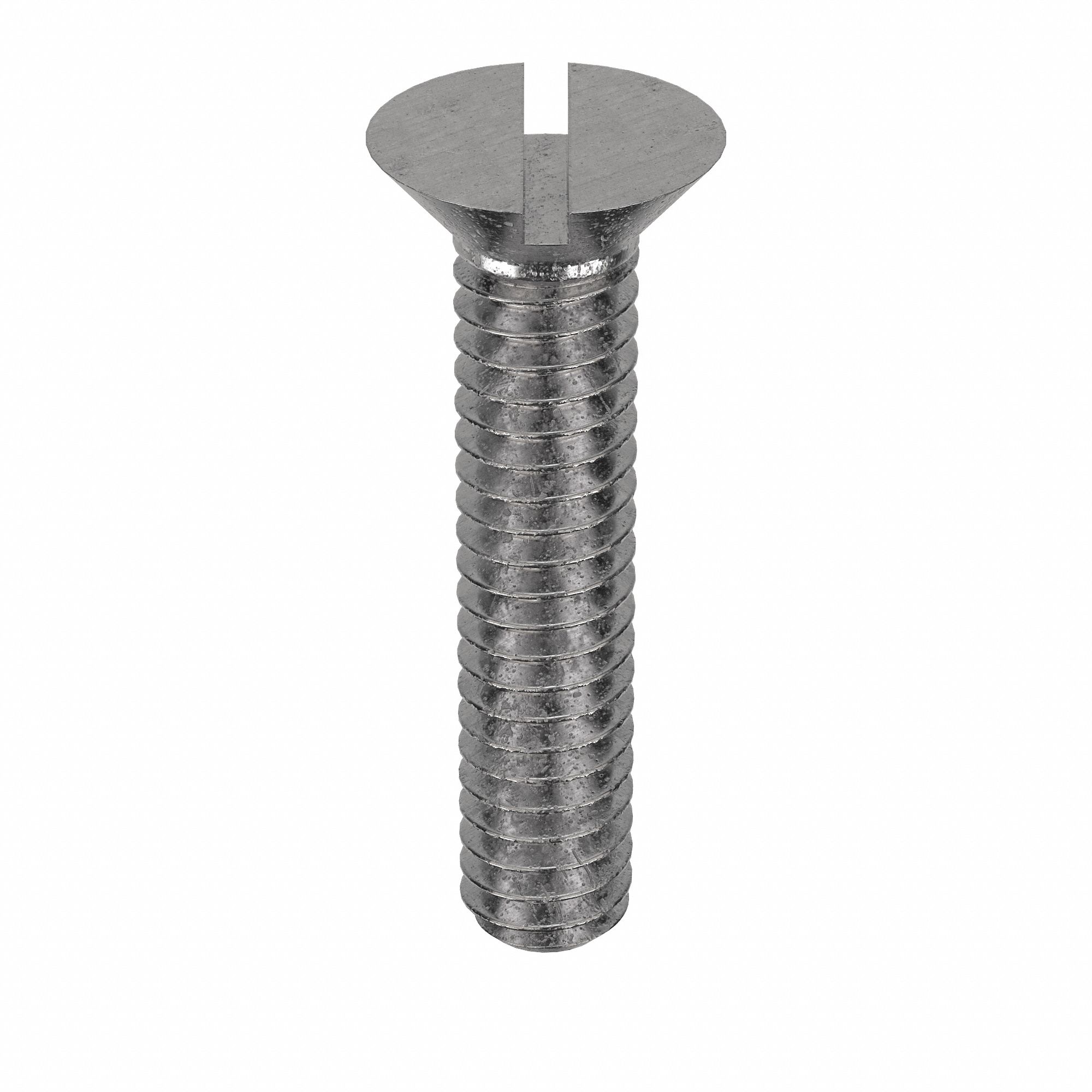 Machine Screw: 1/4"-20 Thread Size, 1 1/4 in Lg, 18-8, Stainless Steel, Plain, Flat, Slotted, 50 PK