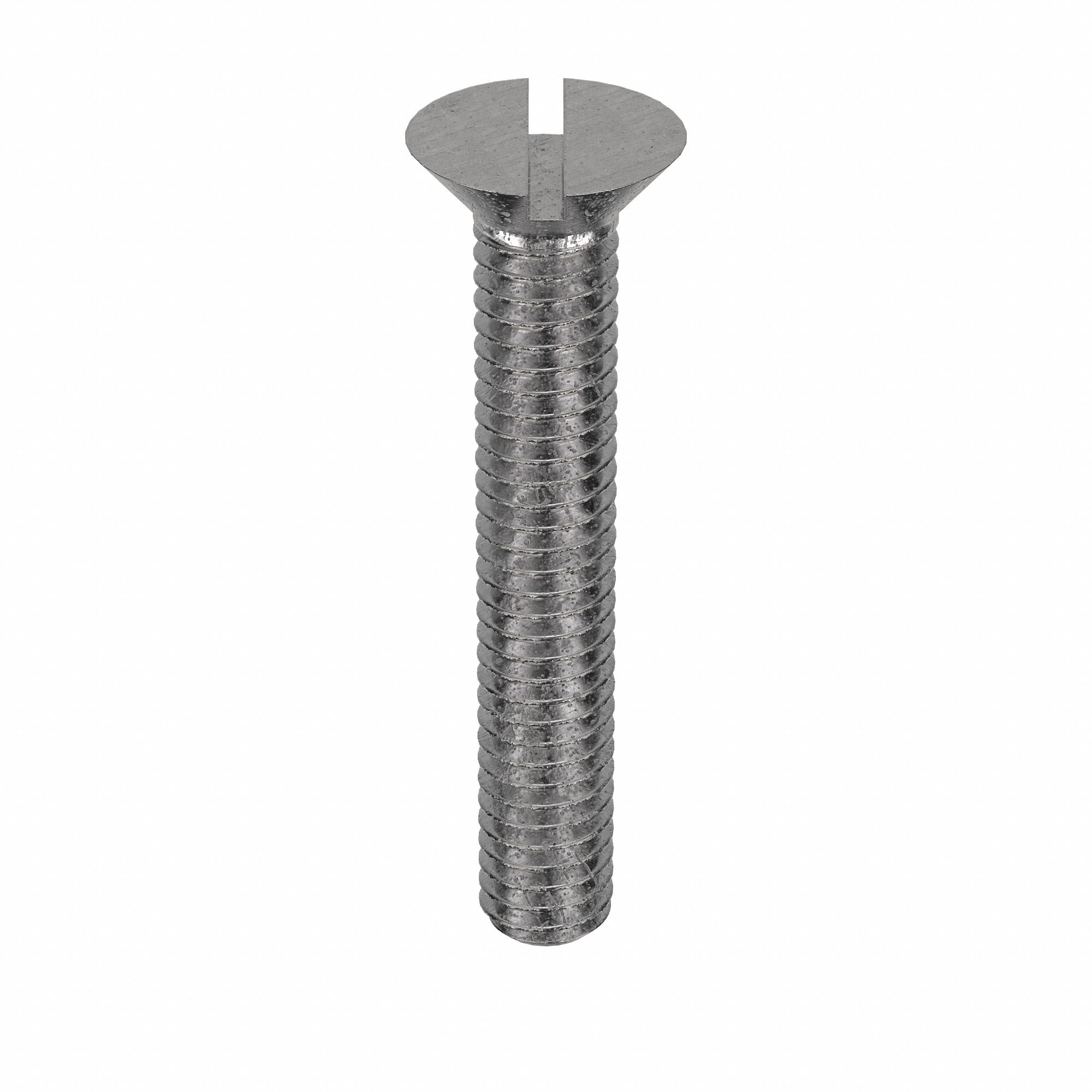 Machine Screw: 5/16"-18 Thread Size, 2 in Lg, 18-8, Stainless Steel, Plain, Flat, Slotted, 10 PK