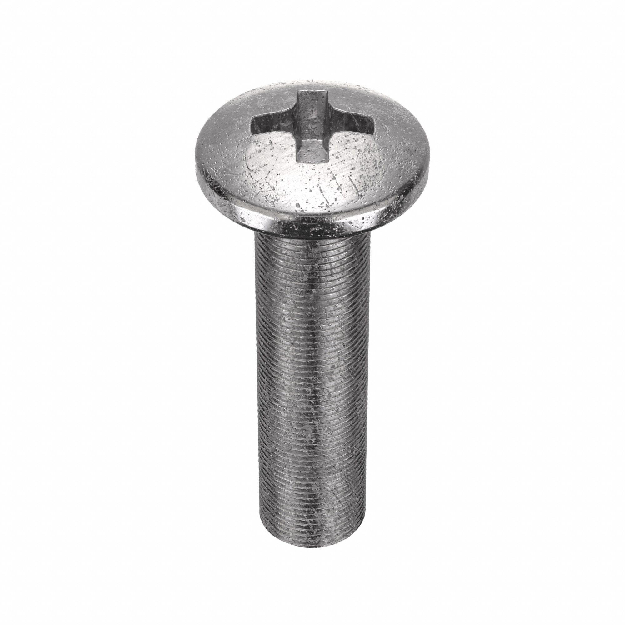 Machine Screw: 3/8"-16 Thread Size, 1 1/2 in Lg, 18-8, Stainless Steel, Plain, Pan, Phillips, 25 PK