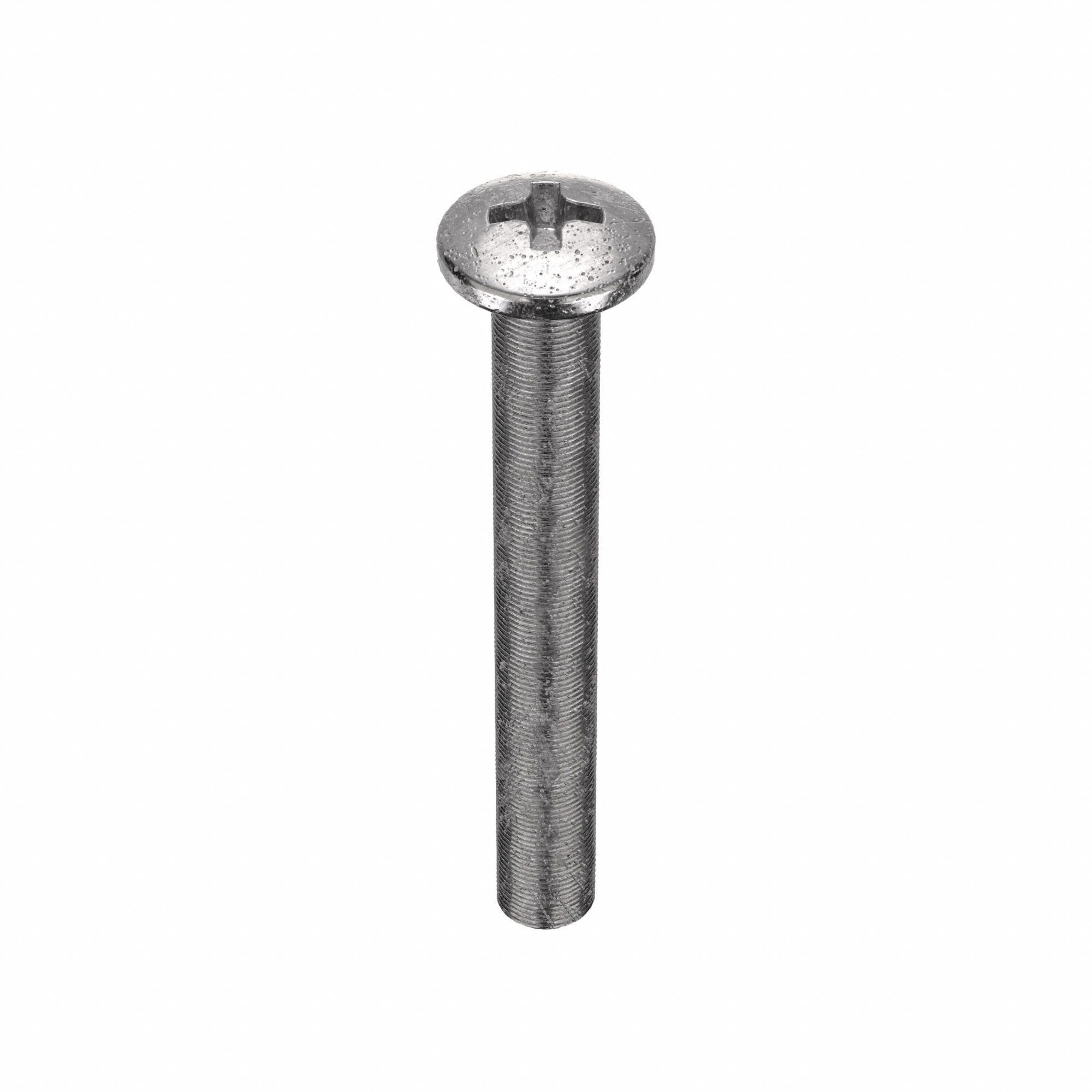 Machine Screw: 3/8"-16 Thread Size, 3 in Lg, 18-8, Stainless Steel, Plain, Pan, Phillips, 10 PK