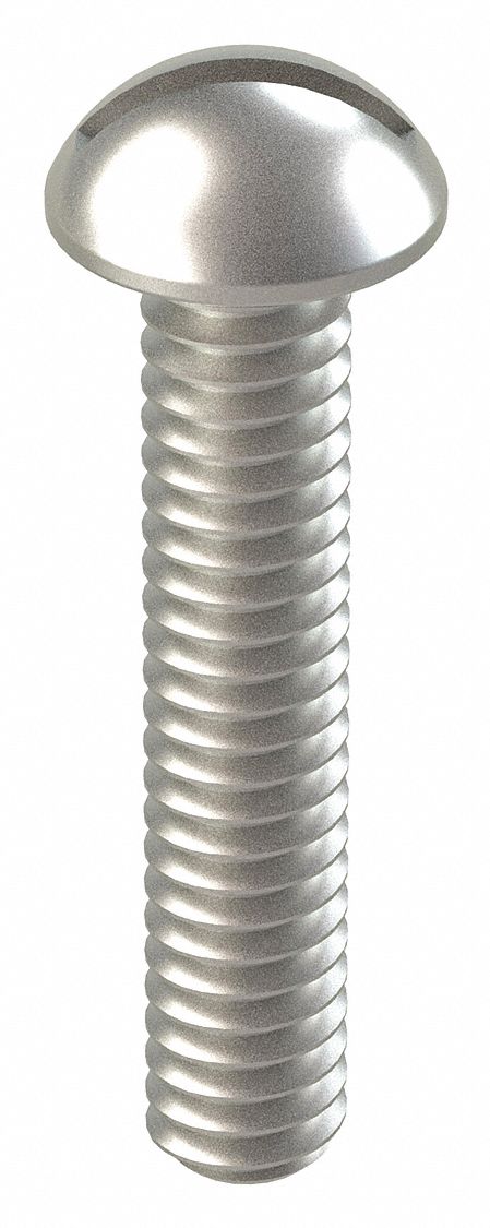 Machine Screw: #5-40 Thread Size, 3/4 in Lg, 18-8, Stainless Steel, Plain, Round, Slotted, 100 PK