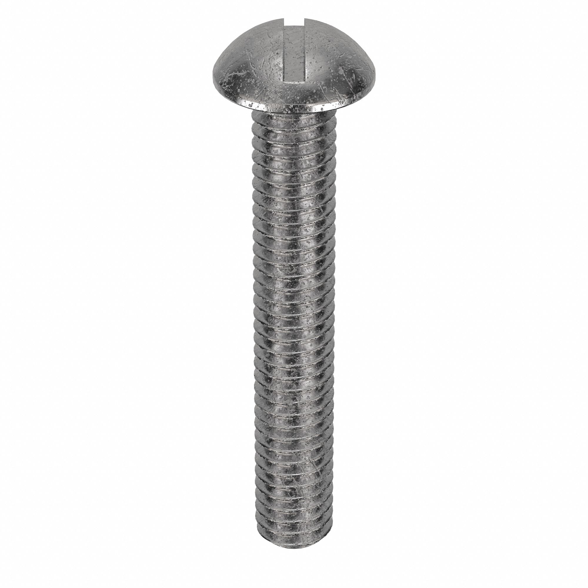 Machine Screw: 5/16"-18 Thread Size, 2 in Lg, 18-8, Stainless Steel, Plain, Round, Slotted, 10 PK