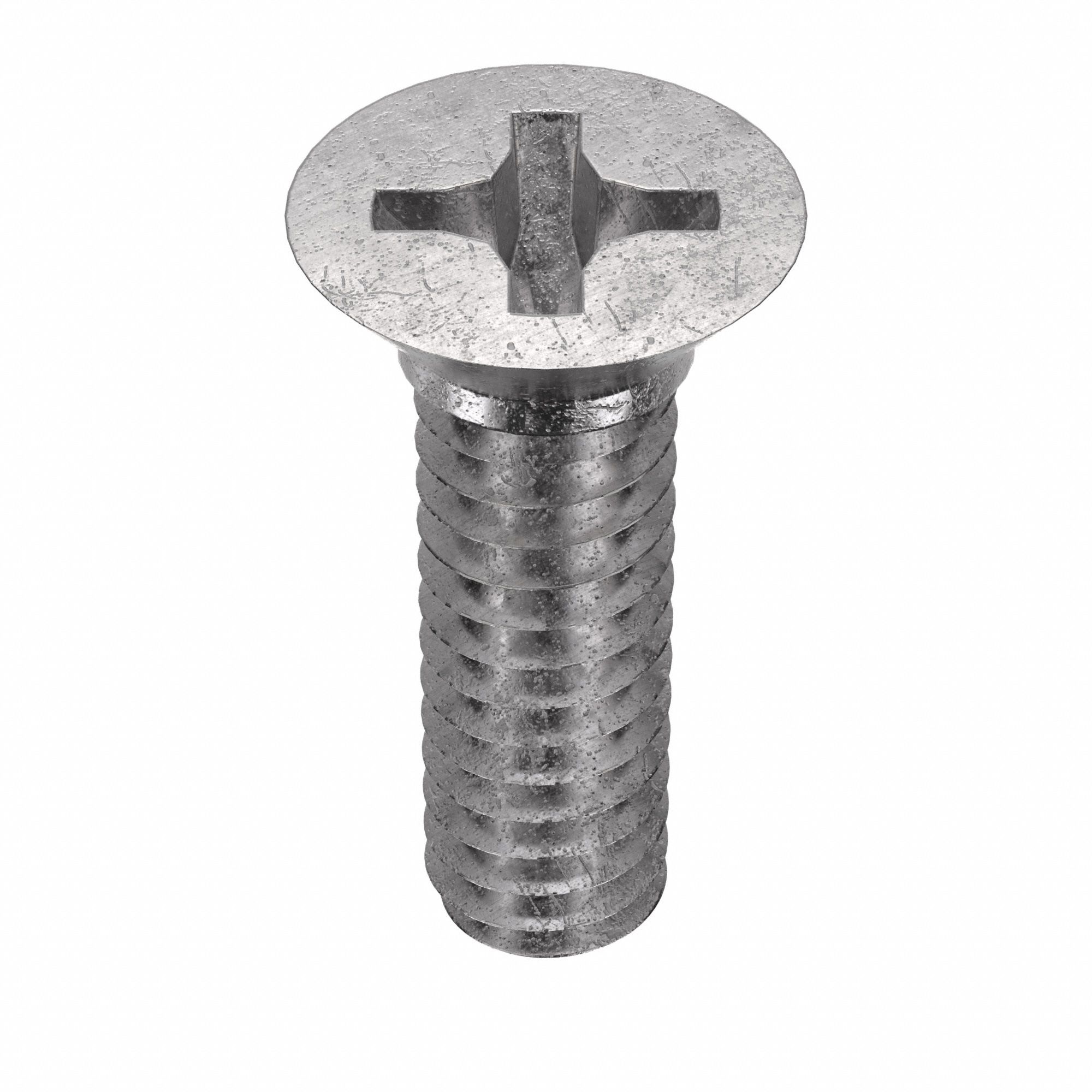 Machine Screw: 1/4"-20 Thread Size, 7/8 in Lg, 18-8, Stainless Steel, Plain, Flat, Phillips, 50 PK