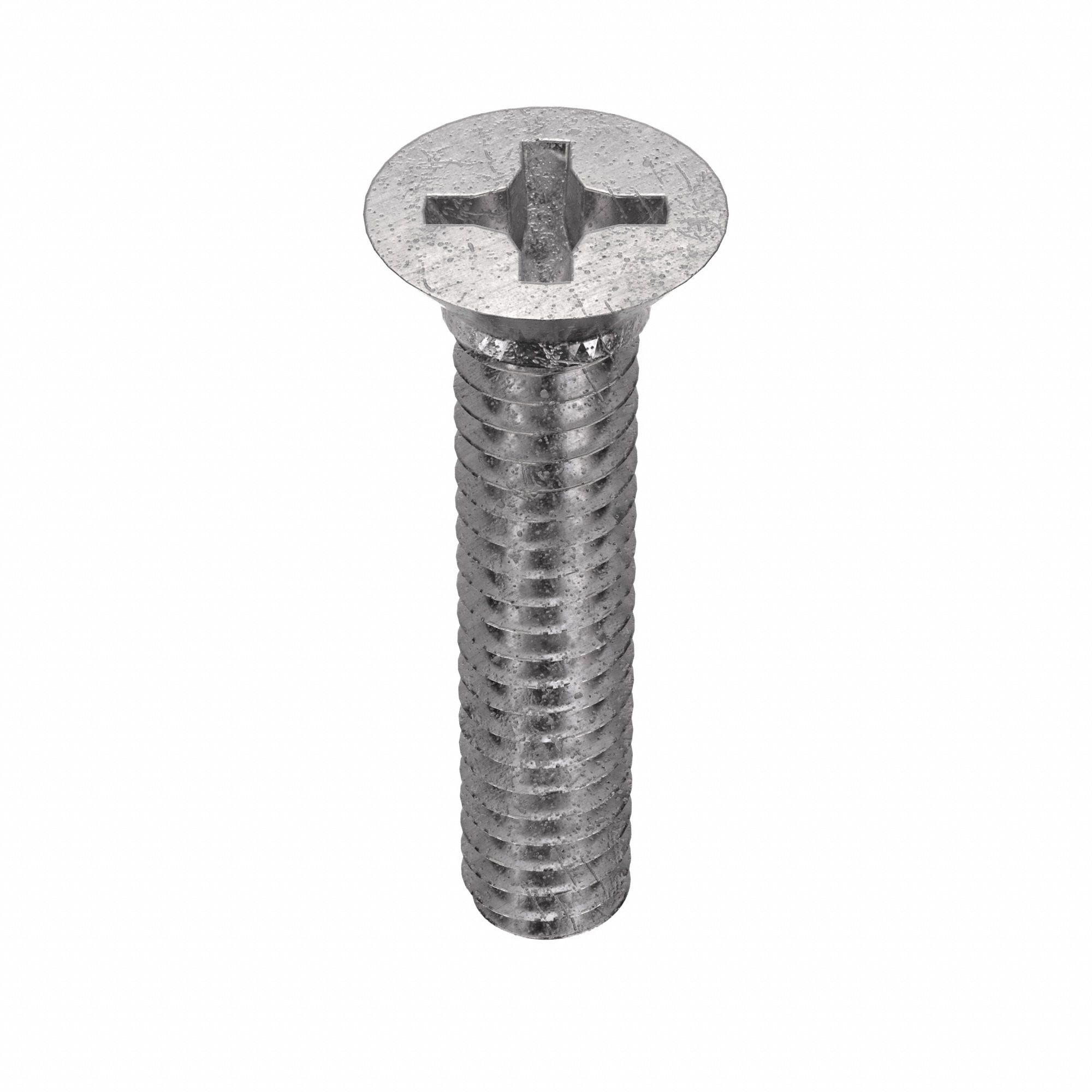 Machine Screw: 1/4"-20 Thread Size, 1 1/4 in Lg, 18-8, Stainless Steel, Plain, Flat, Phillips, 50 PK