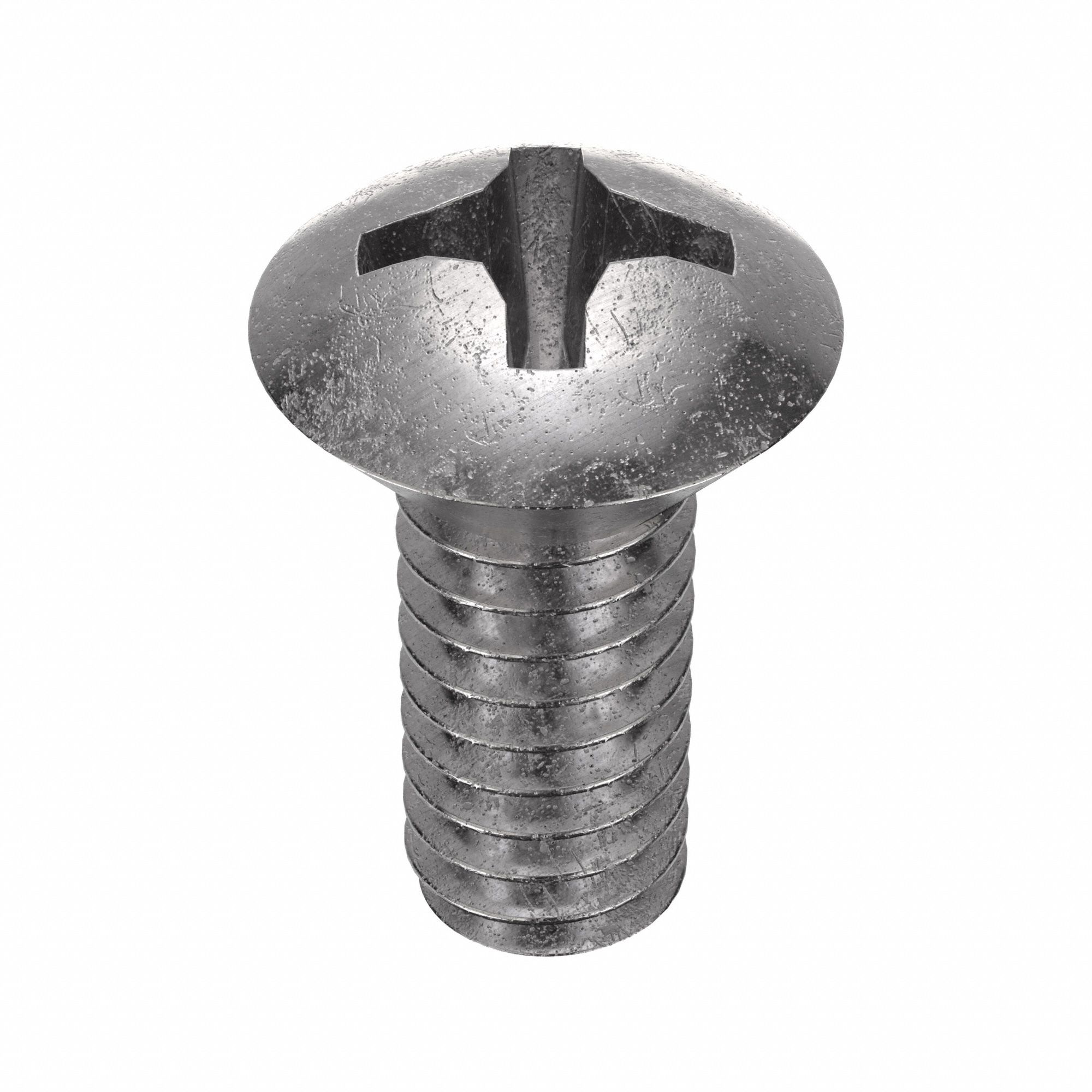 Machine Screw: 1/4"-20 Thread Size, 1/2 in Lg, 18-8, Stainless Steel, Plain, Oval, Phillips, 50 PK