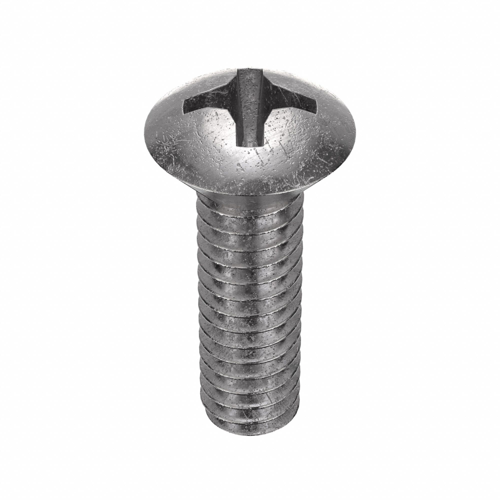 Machine Screw: 1/4"-20 Thread Size, 3/4 in Lg, 18-8, Stainless Steel, Plain, Oval, Phillips, 50 PK