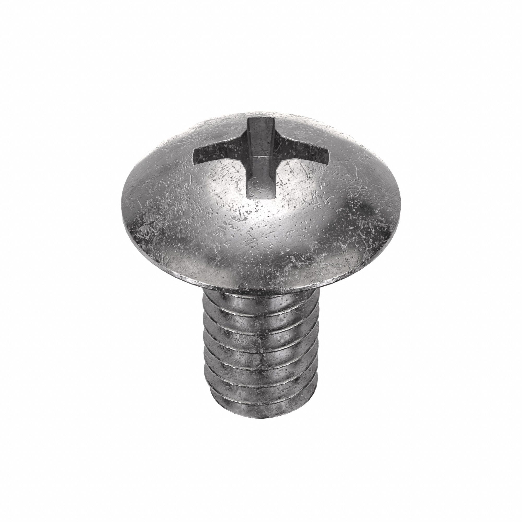 Machine Screw: 1/4"-20 Thread Size, 3/8 in Lg, 18-8, Stainless Steel, Plain, Truss, Phillips, 50 PK