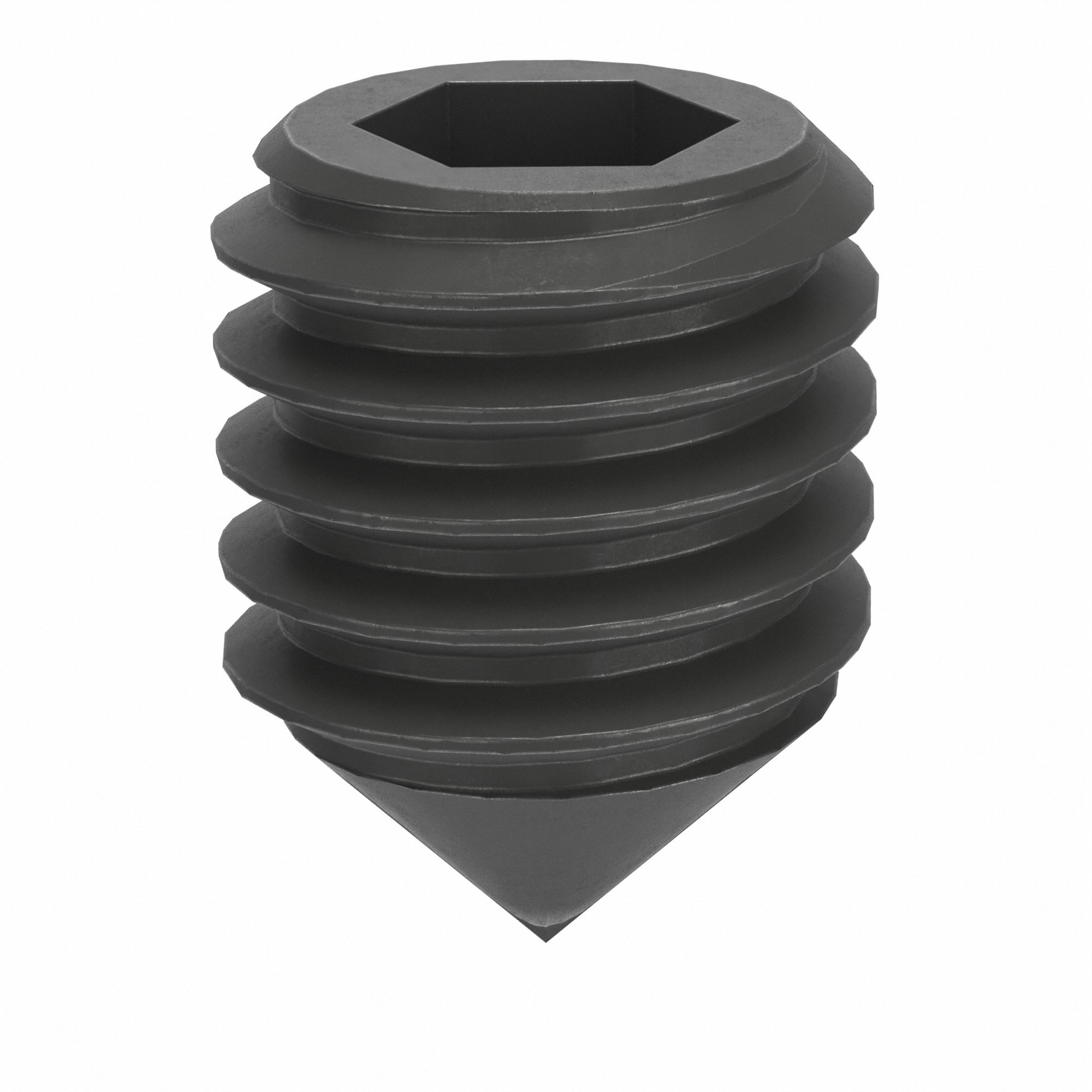 Socket Set Screw: M3x0.5 Thread Size, 4 mm Overall Lg, Cone pt, Steel, Black Oxide, Socket, 100 PK