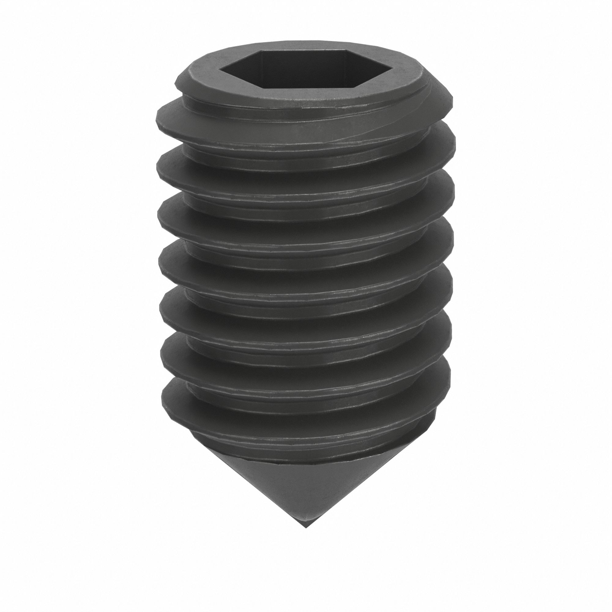 Socket Set Screw: M3x0.5 Thread Size, 5 mm Overall Lg, Cone pt, Steel, Black Oxide, Socket, 100 PK