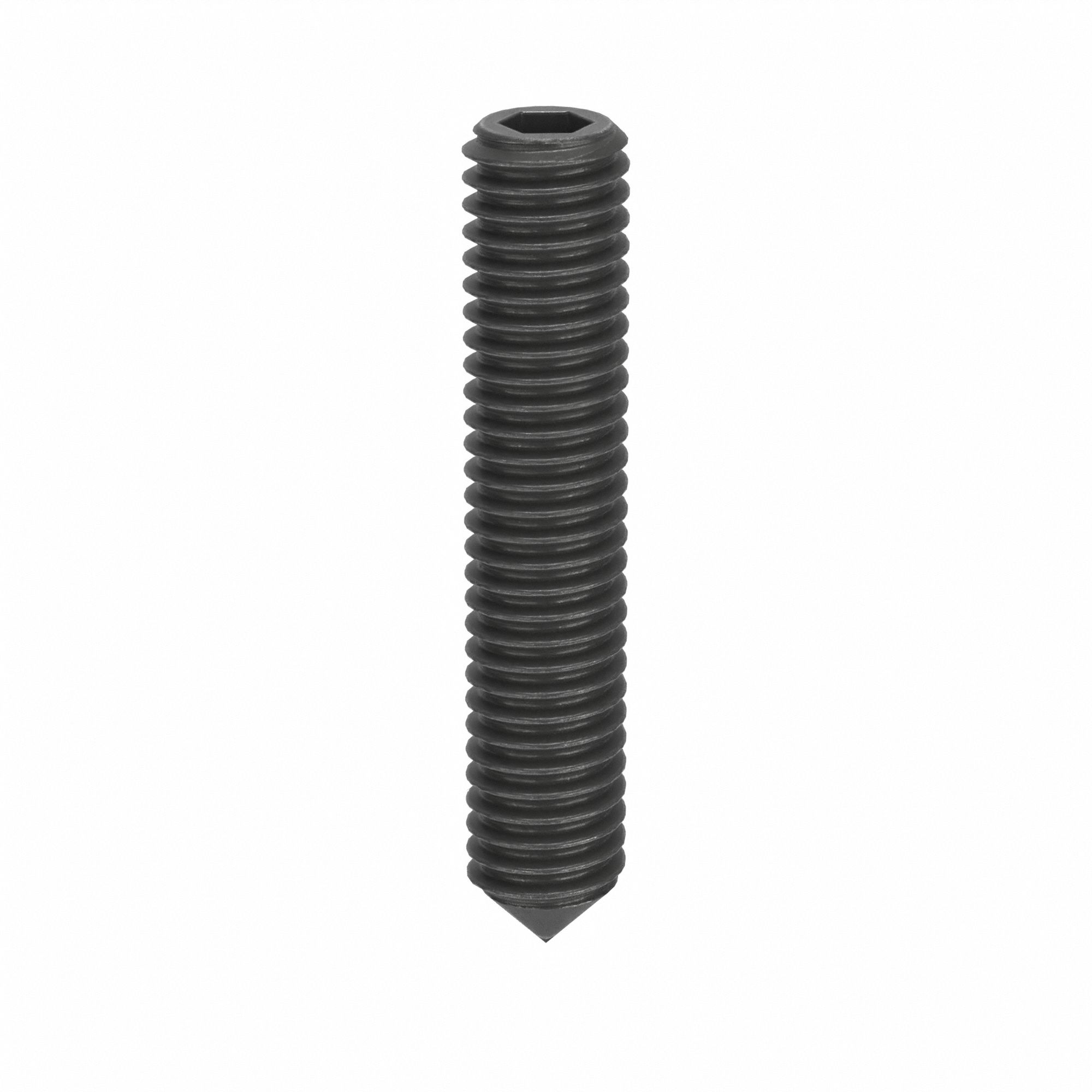 Socket Set Screw: M3x0.5 Thread Size, 16 mm Overall Lg, Cone pt, Steel, Black Oxide, Socket, 100 PK