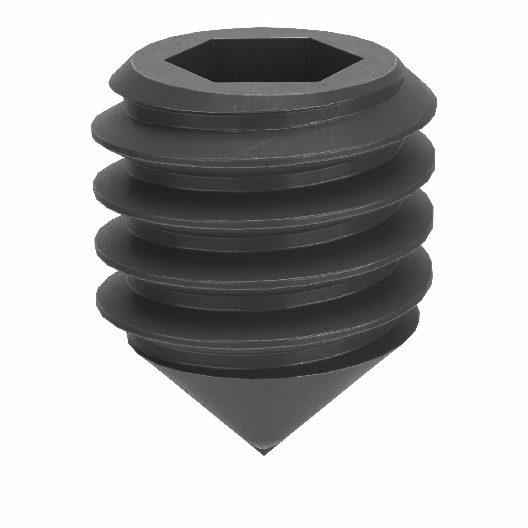 Socket Set Screw: M4x0.7 Thread Size, 5 mm Overall Lg, Cone pt, Steel, Black Oxide, Socket, 100 PK