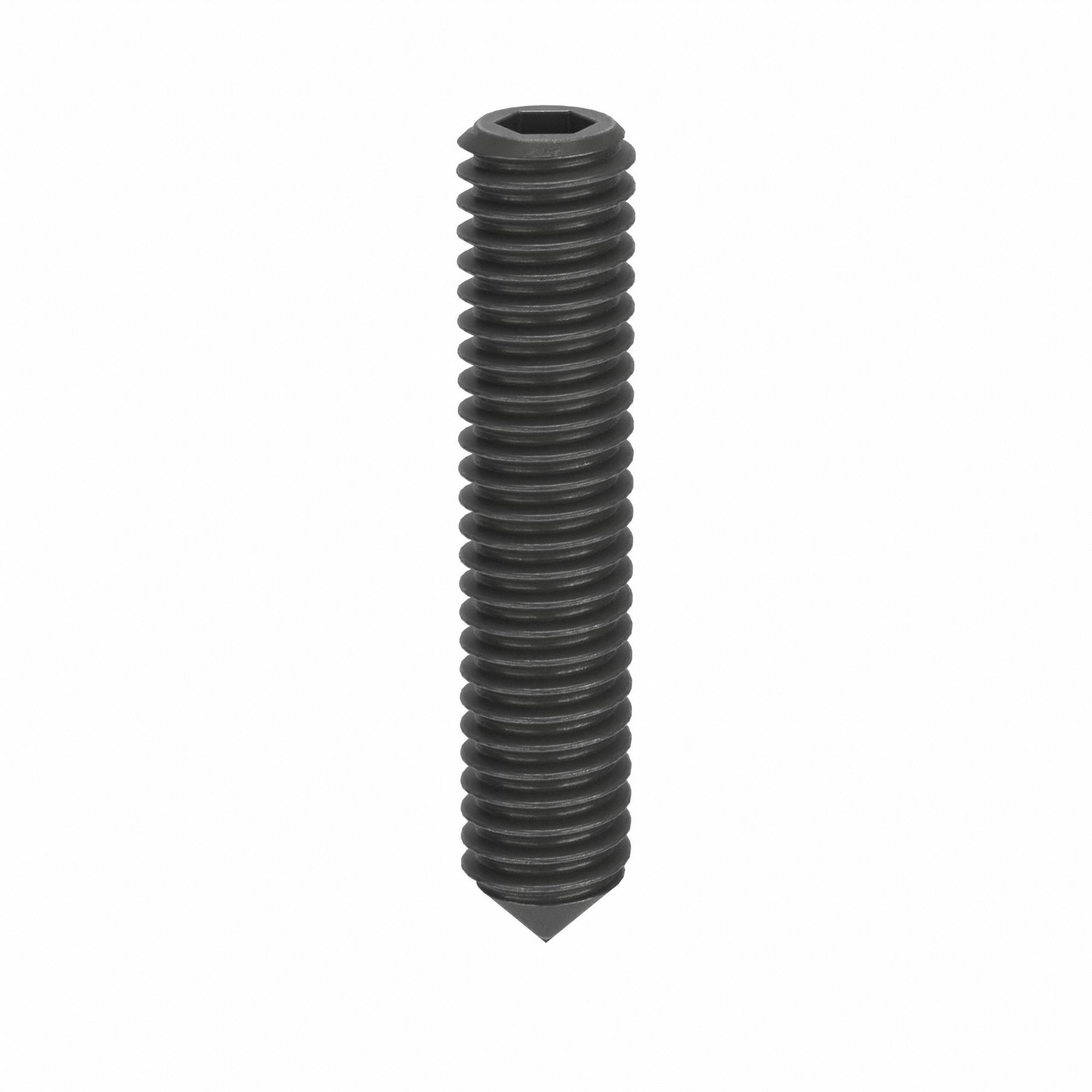 Socket Set Screw: M4x0.7 Thread Size, 20 mm Overall Lg, Cone pt, Steel, Black Oxide, Socket, 100 PK